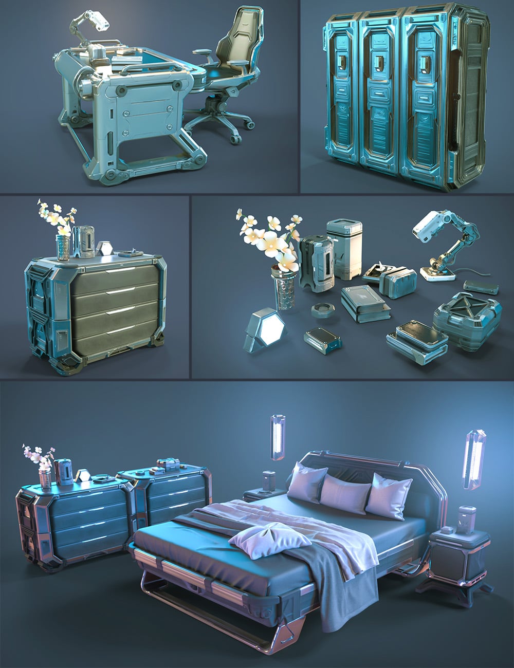 Polish Scifi Bedroom Furnitures by: Polish, 3D Models by Daz 3D