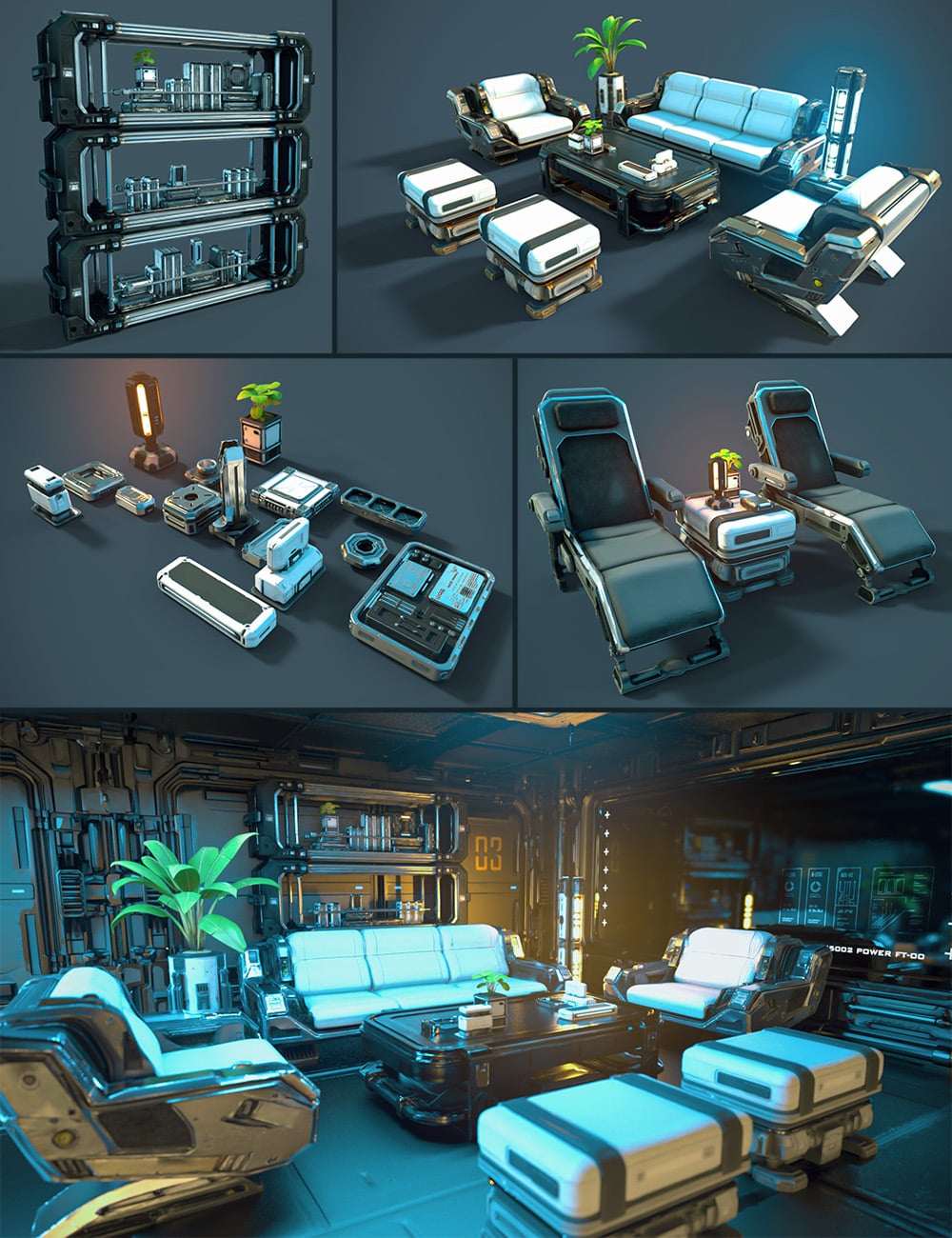 Polish Scifi Livingroom Furnitures by: Polish, 3D Models by Daz 3D