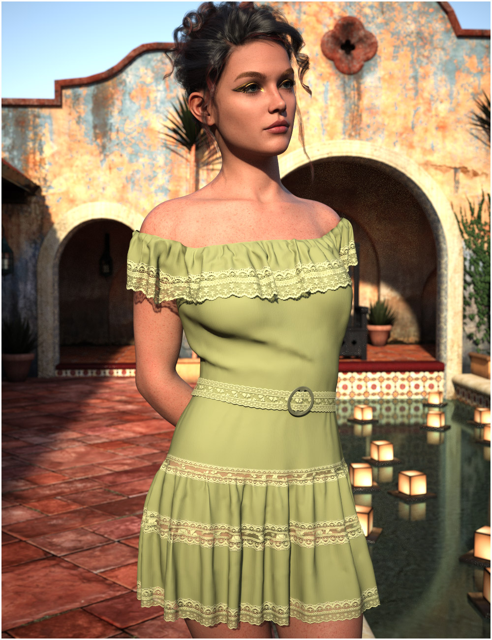 dForce Soledad Outfit For Genesis 9 by: BelladzinesPandyGirl, 3D Models by Daz 3D