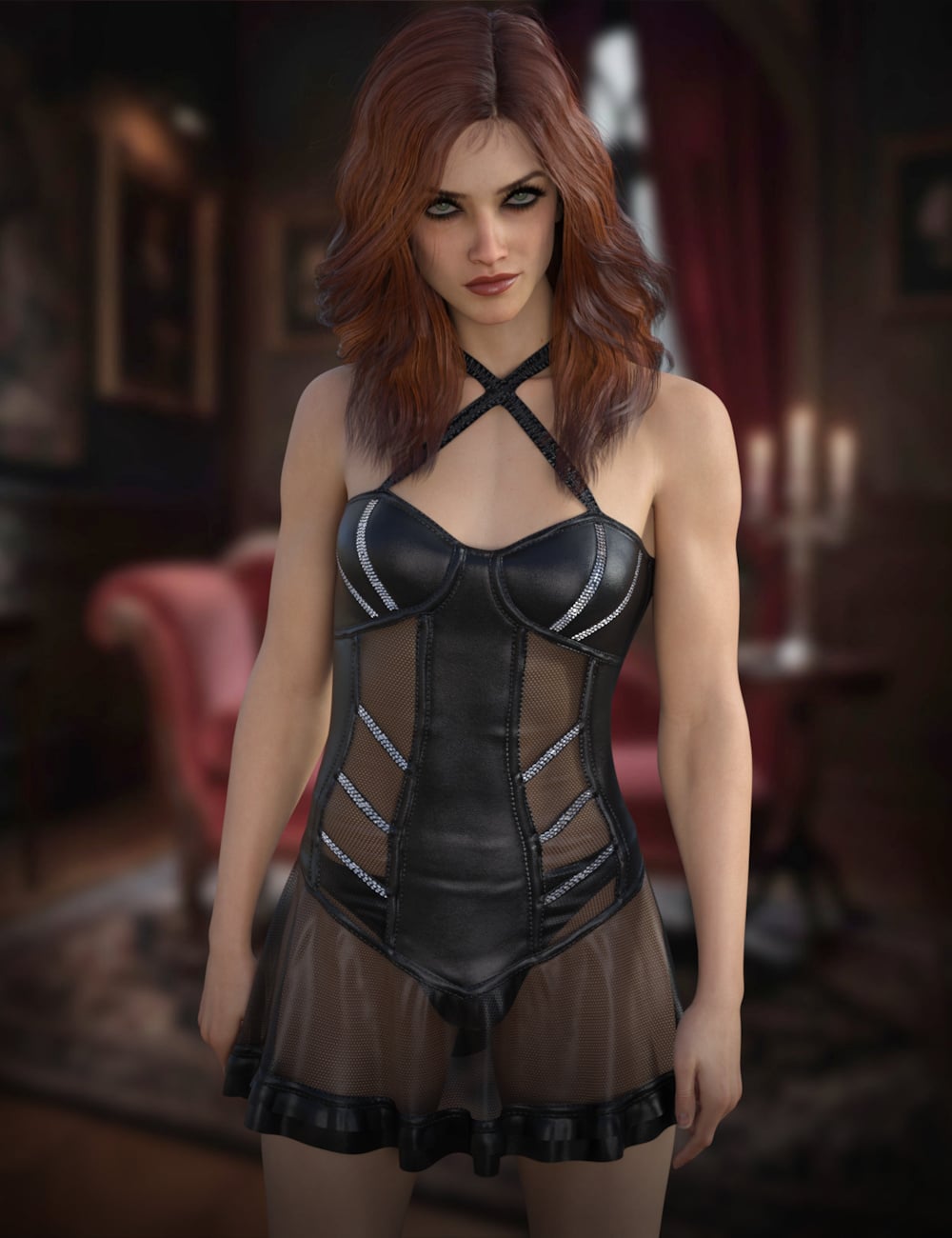 dForce Obsidian Veil for Genesis 9 and 8 Female by: ~Wolfie~, 3D Models by Daz 3D
