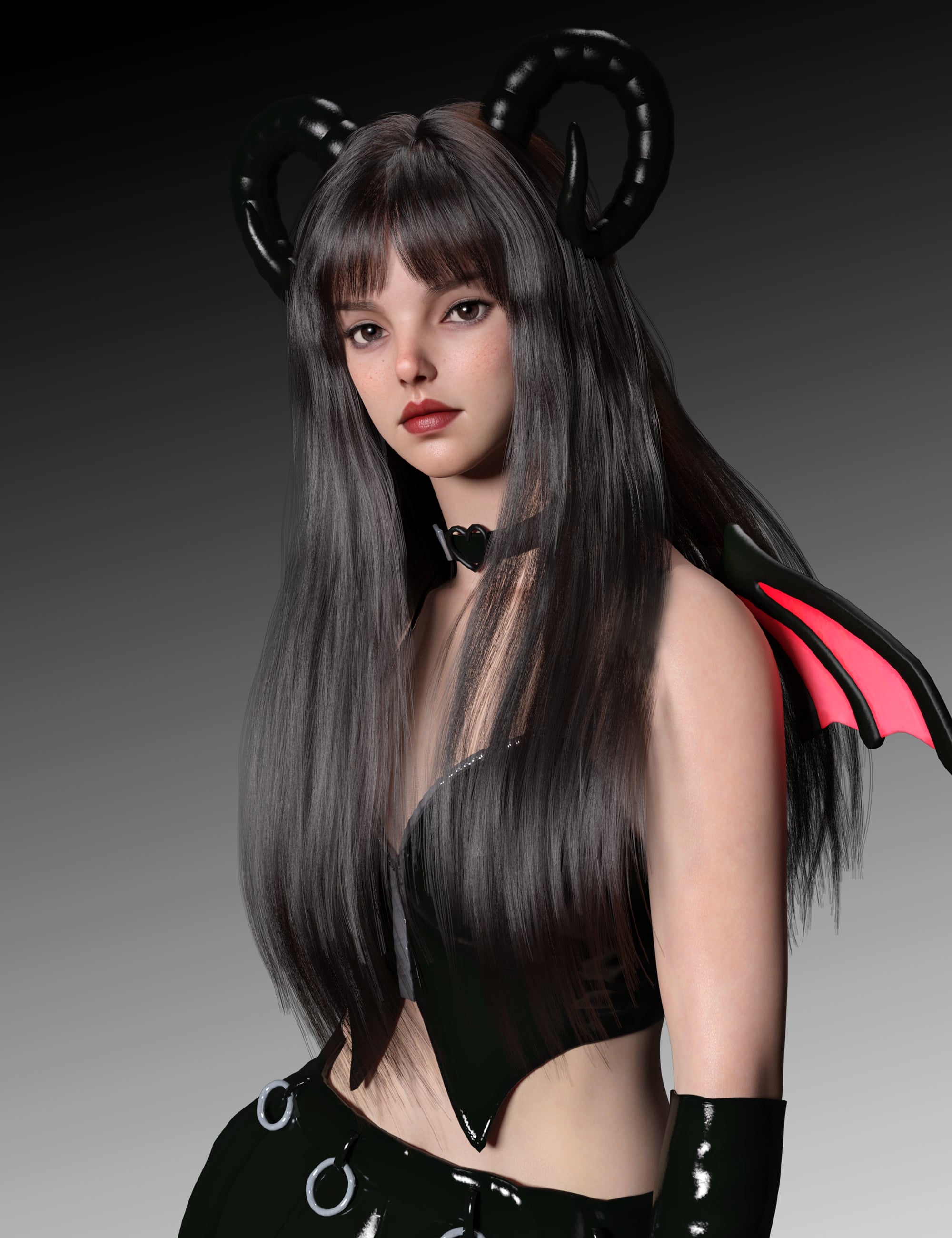 dForce Long Straight Hair for Genesis 9 by: Magic Brush, 3D Models by Daz 3D
