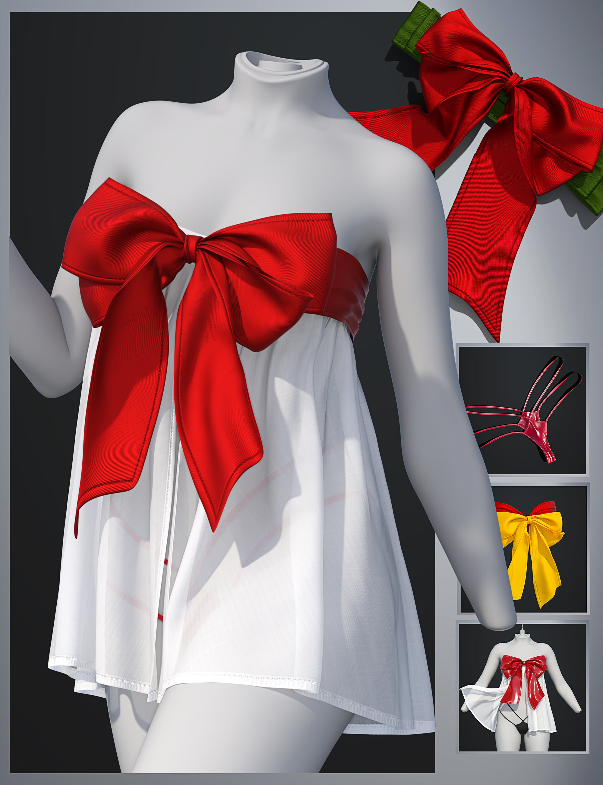dForce SU Bowknot Underwear Set for Genesis 9 by: Sue Yee, 3D Models by Daz 3D