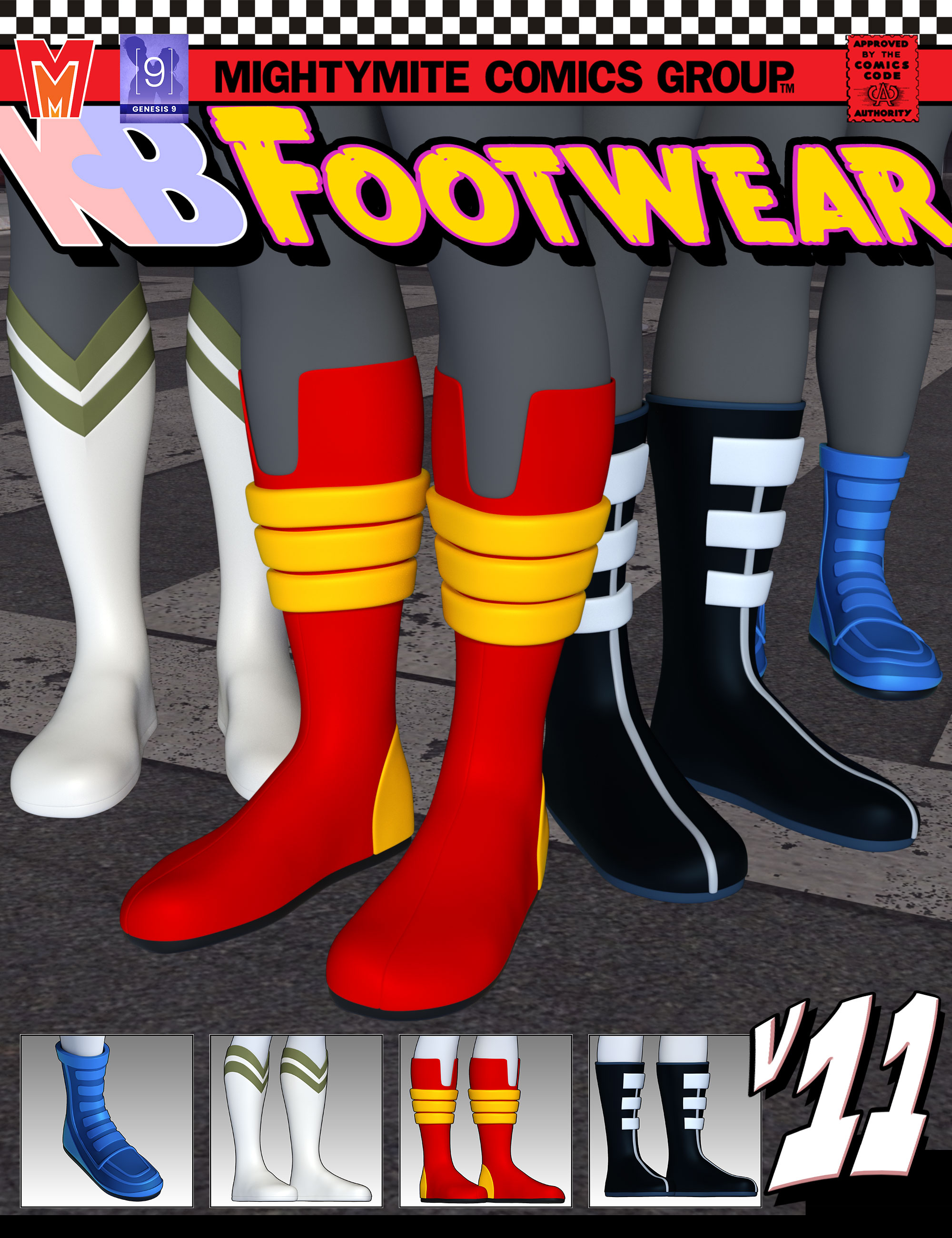 Footwear v011 MMKBGenesis 9 by: MightyMite, 3D Models by Daz 3D