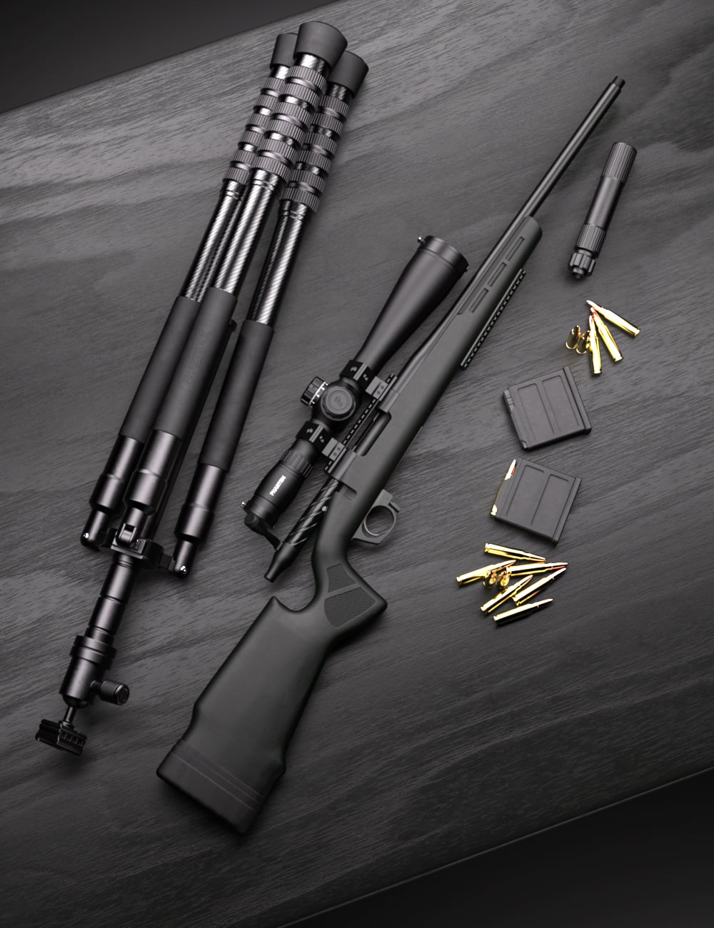 PFL BCG 308 Hunting Rifle for Genesis 9 by: Pinkslip, 3D Models by Daz 3D