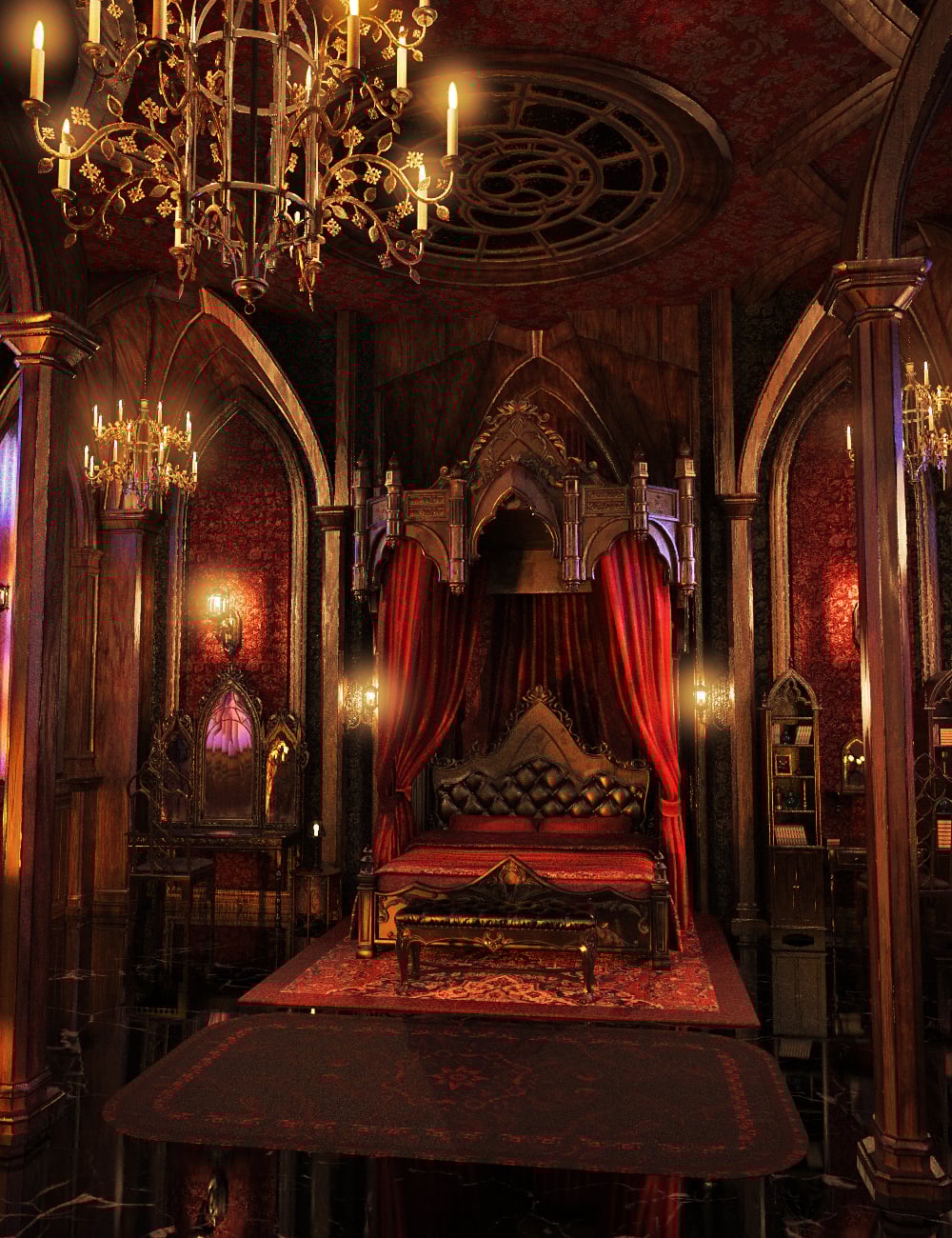XI Gothic Baroque Bedroom by: Xivon, 3D Models by Daz 3D