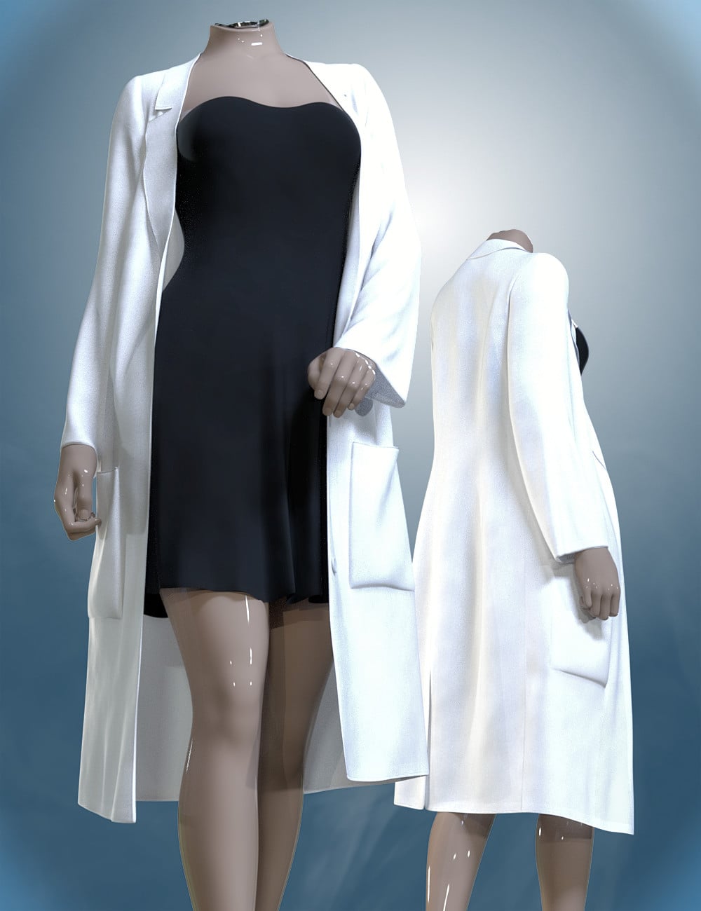 dForce White Coat Outfit for Genesis 9 by: tentman, 3D Models by Daz 3D