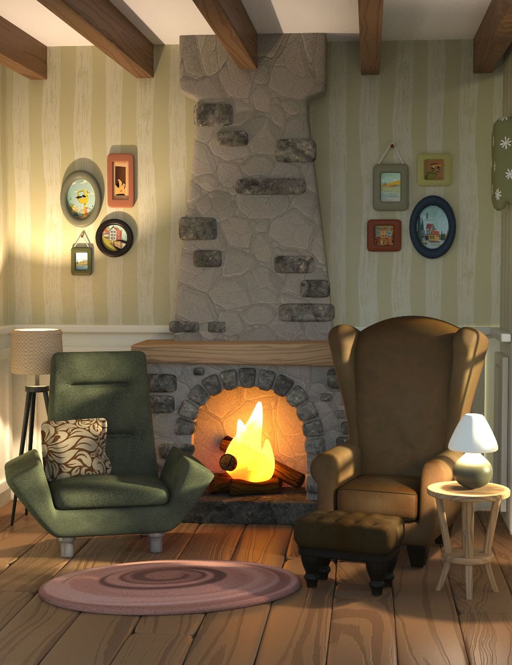 Snug Sitting Room by: SilvaAnt3d, 3D Models by Daz 3D