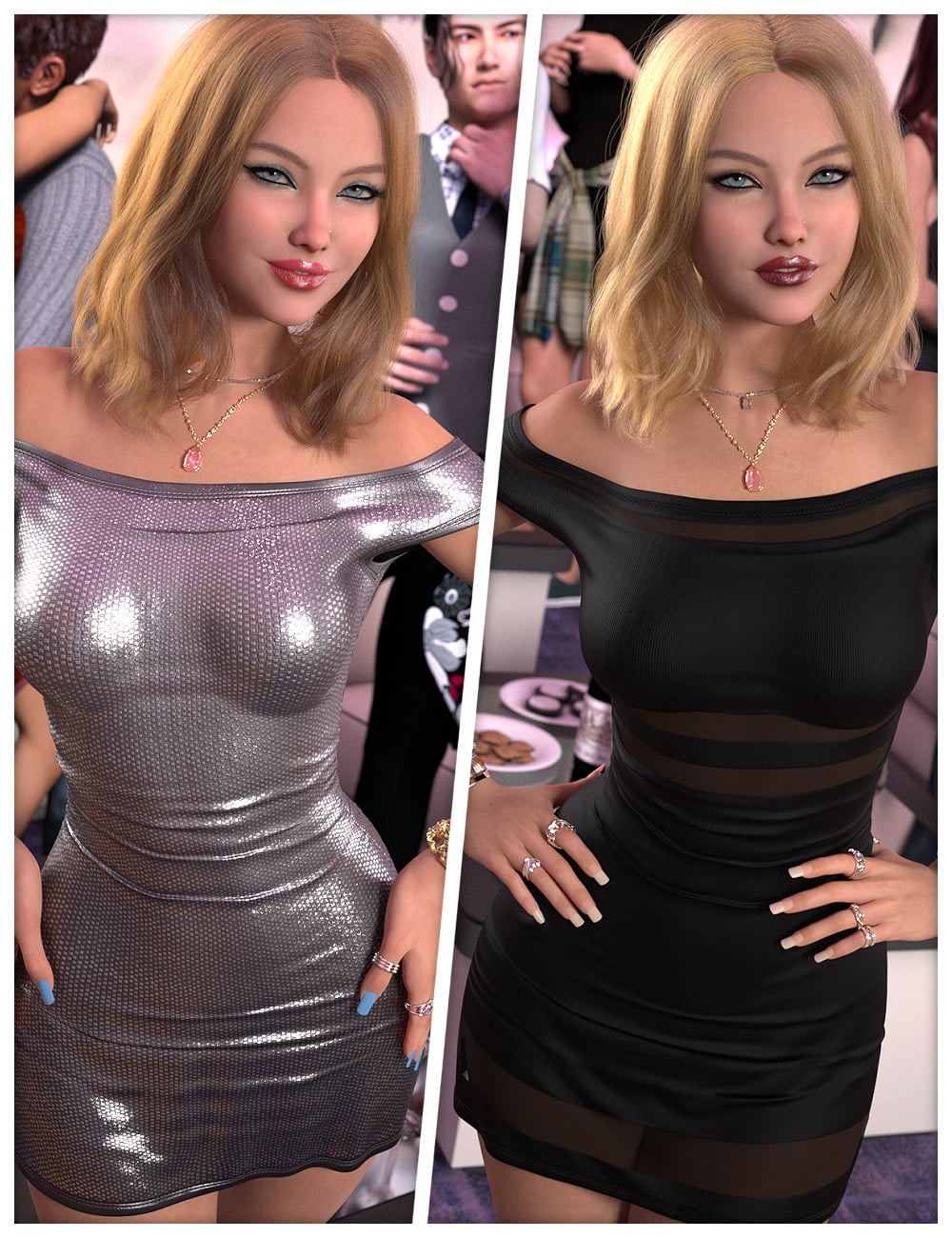 Fashionable Textures for dForce SU Off Shoulder Dress by: ShanasSoulmate, 3D Models by Daz 3D