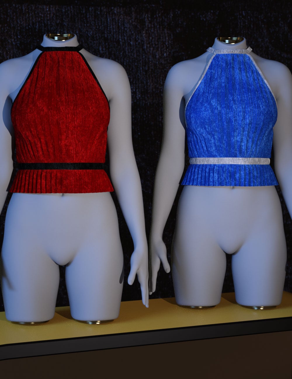 3DLoki Velvet Nights for Luxe Pleated Top by: 3DLoki, 3D Models by Daz 3D