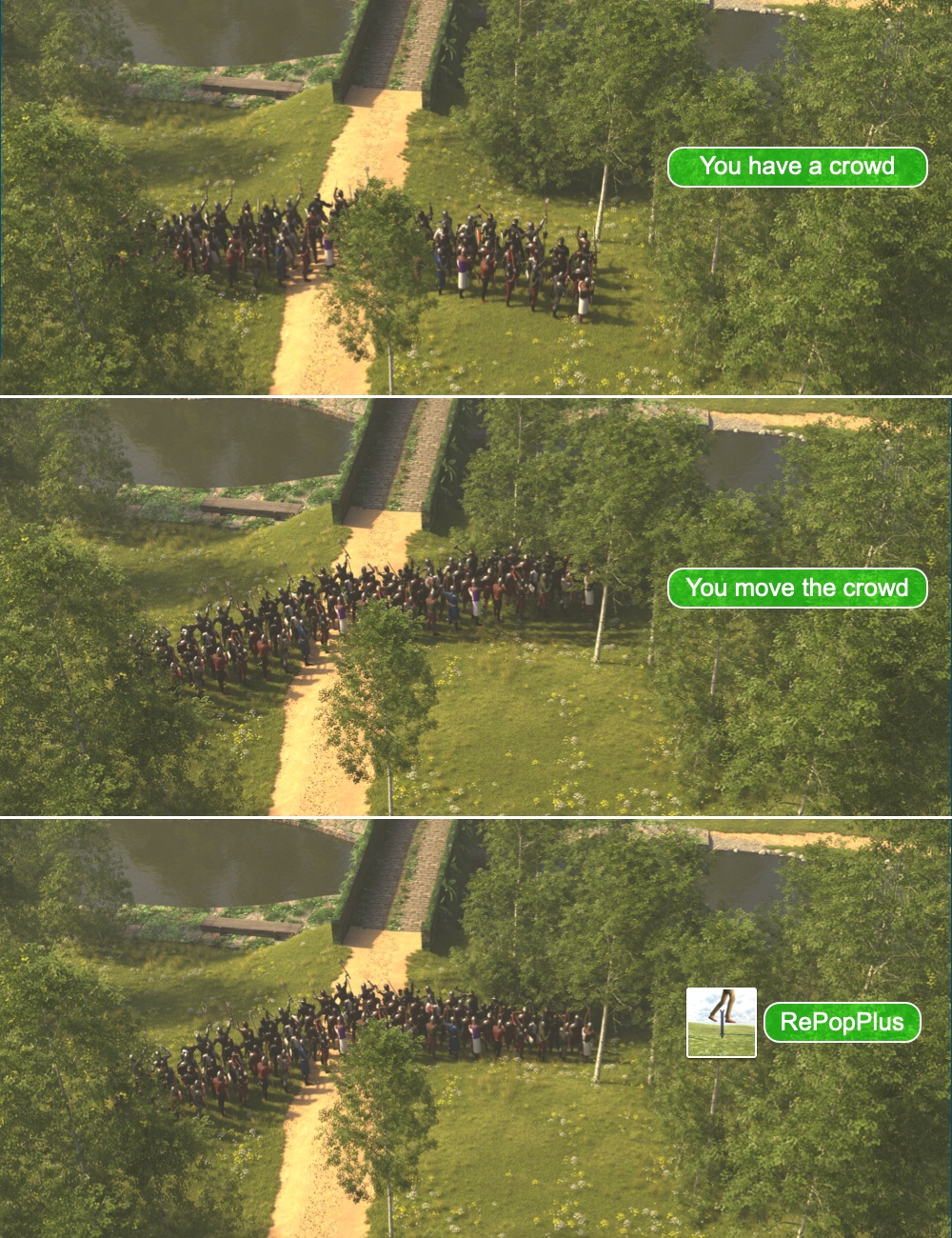 LowPi Crowd Generation: RePopPlus by: Code 66, 3D Models by Daz 3D
