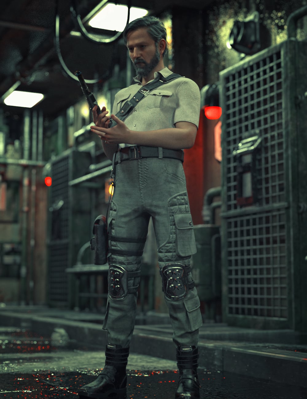 KuJ Urban Mercenary Gun Prop and Poses for Genesis 9 by: Kujira, 3D Models by Daz 3D