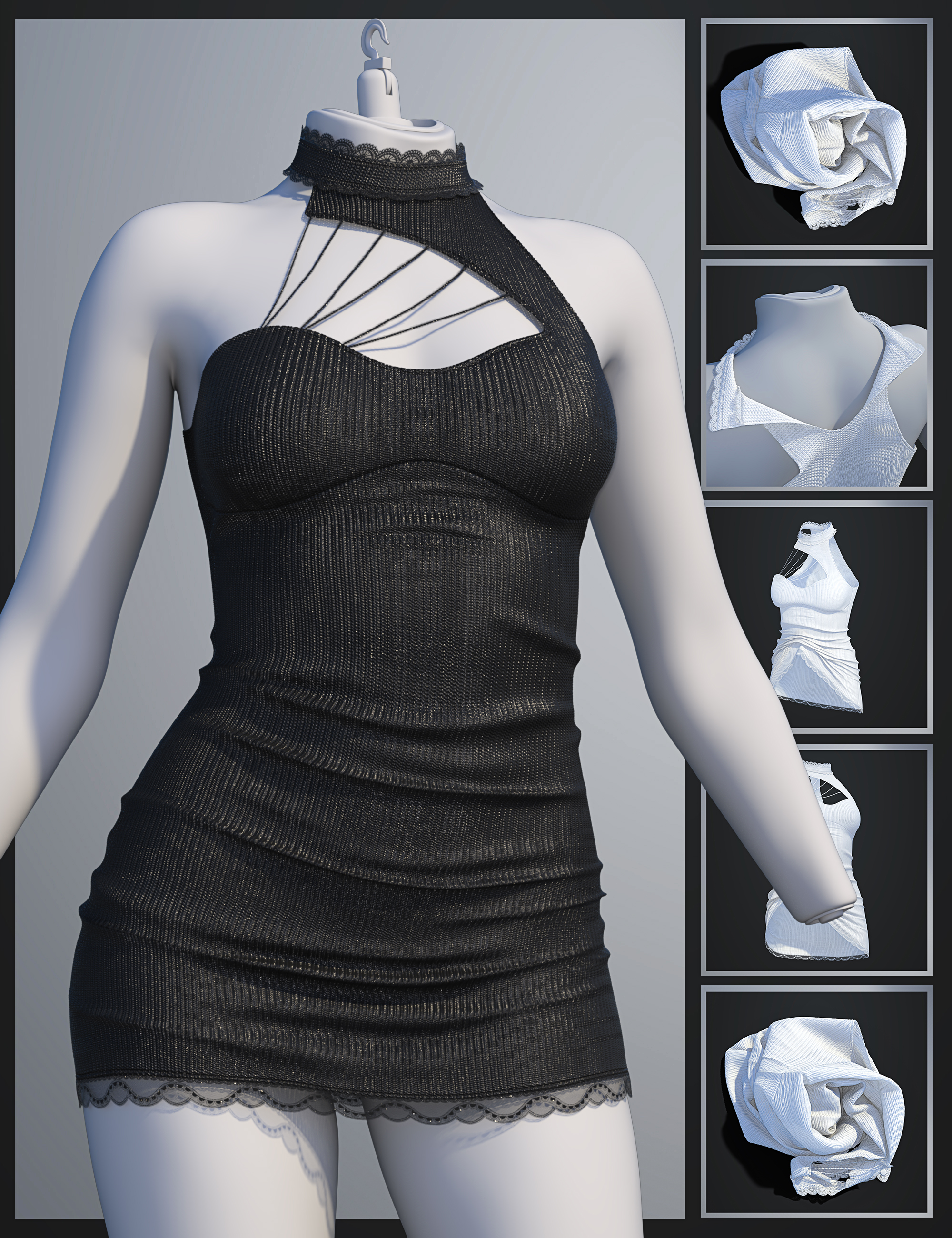 dForce SU Sexy Openwork Dress for Genesis 9 by: Sue Yee, 3D Models by Daz 3D
