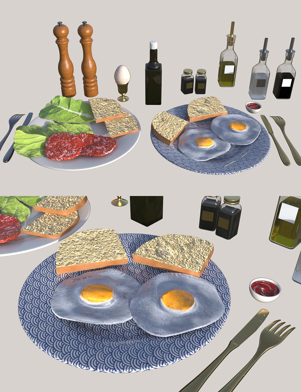 TS Breakfast and Condiments by: Tesla3dCorp, 3D Models by Daz 3D