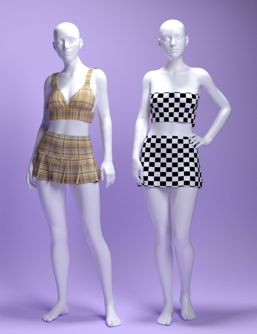dForce MS Mini Skirt and Top Set for Genesis 9 and 8 Female by: MavisSky, 3D Models by Daz 3D