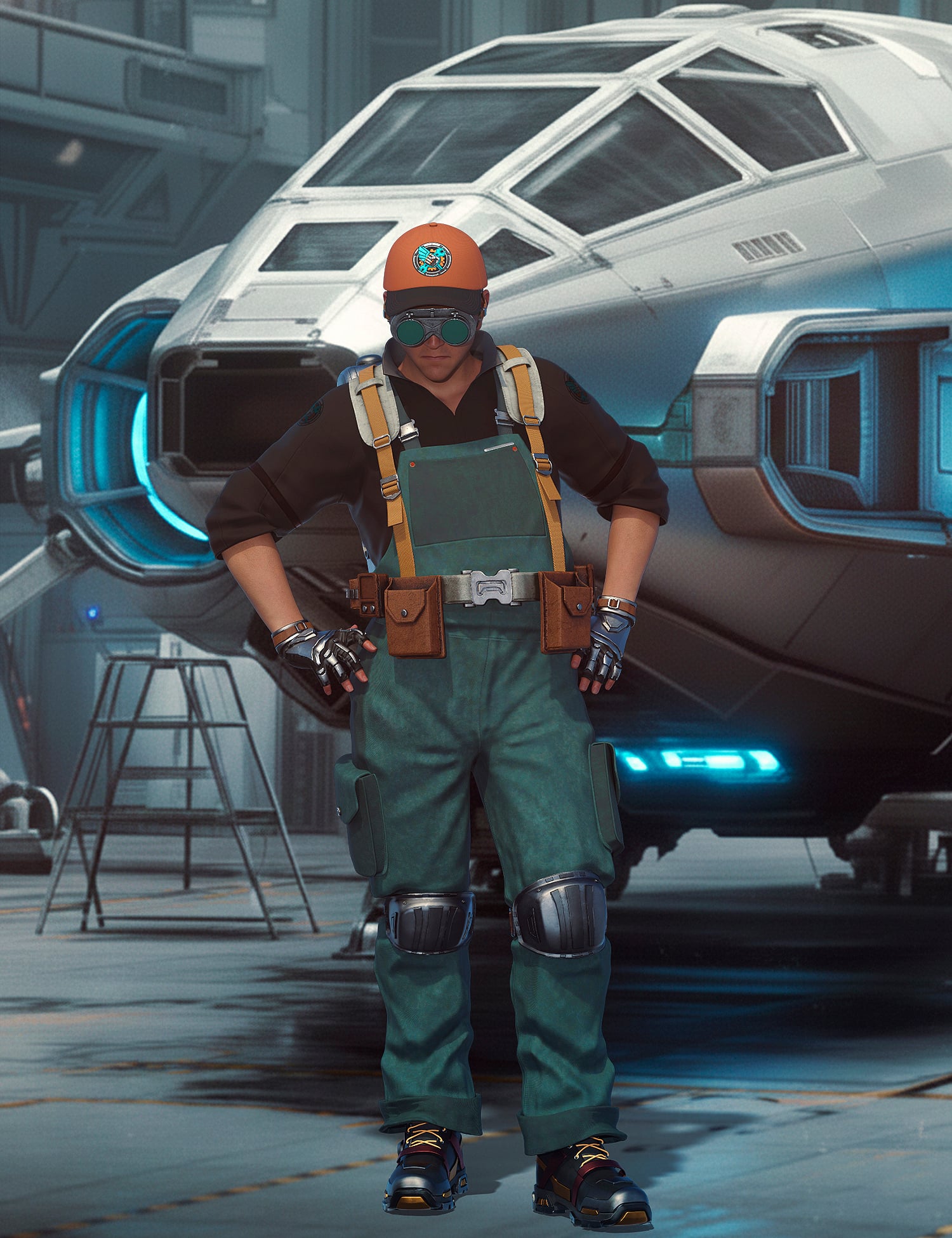 dForce Tech Engineer Outfit for Genesis 9 by: fjaa3d, 3D Models by Daz 3D