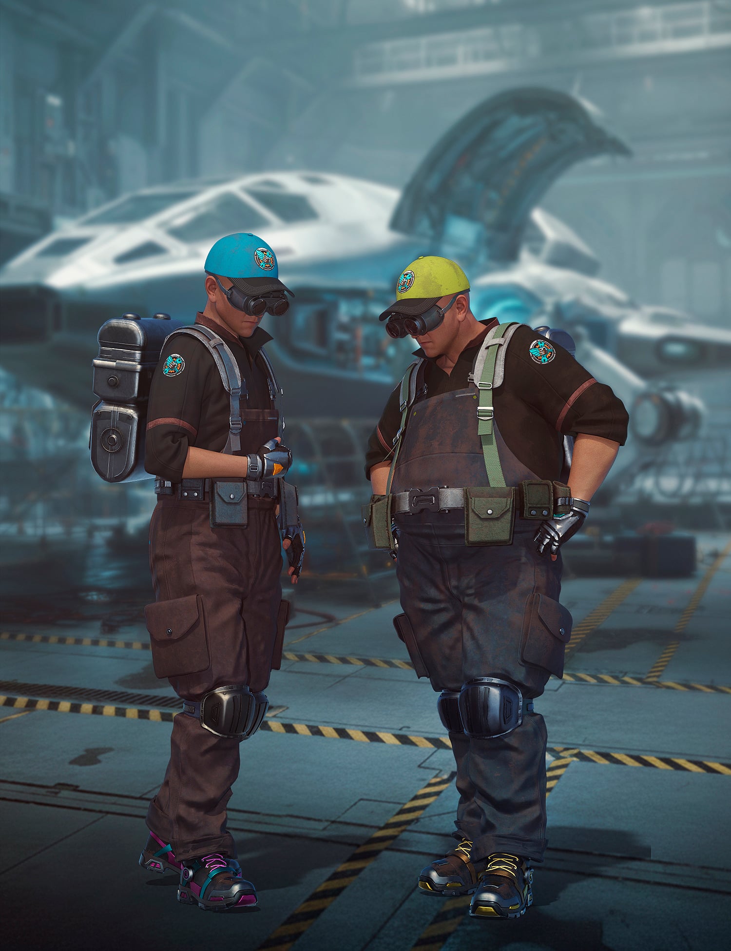 dForce Tech Engineer Outfit for Genesis 9 Texture Add-On by: fjaa3d, 3D Models by Daz 3D