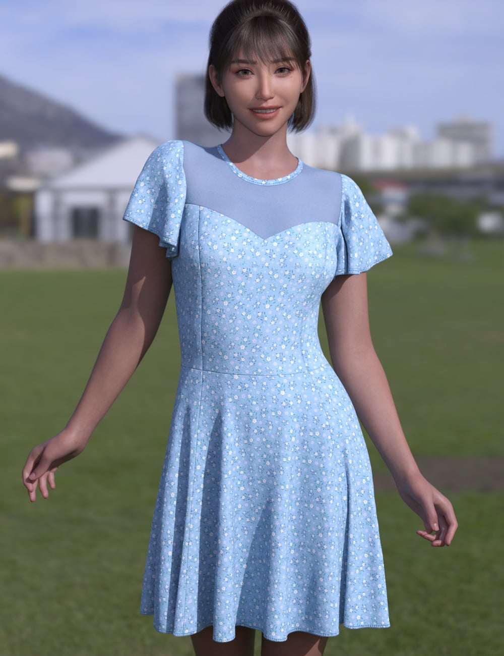dForce LV Spring Dream Dress for Genesis 9 by: Leviathan, 3D Models by Daz 3D