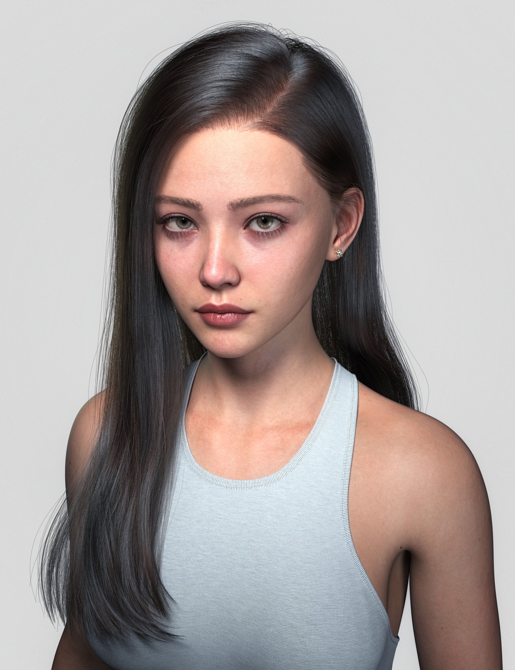 dForce Strand-Based FE Side Part Straight Hair for Genesis 9, 8 and 8.1 by: FeSoul, 3D Models by Daz 3D