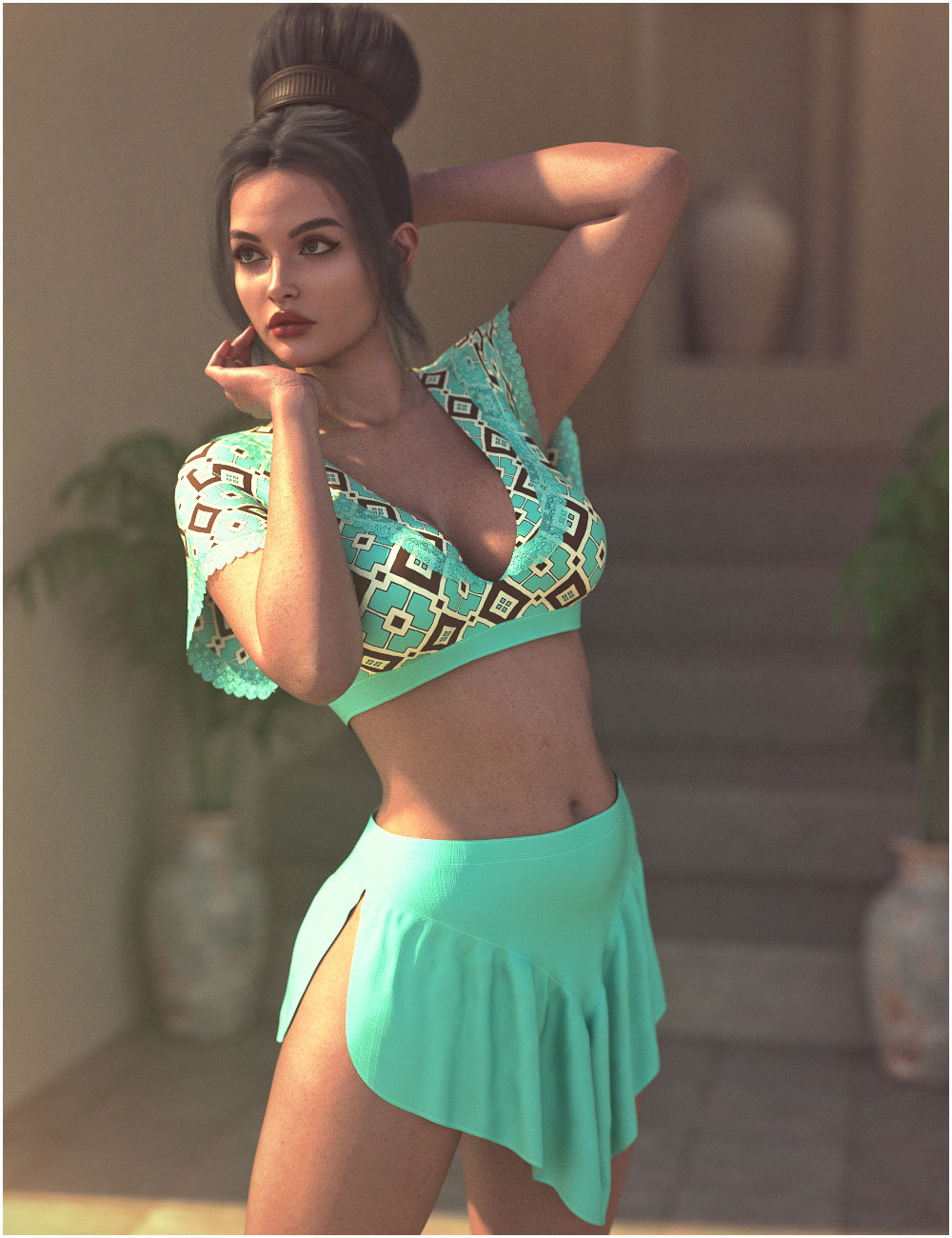 dForce Nahla Outfit For Genesis 9 by: Belladzines, 3D Models by Daz 3D