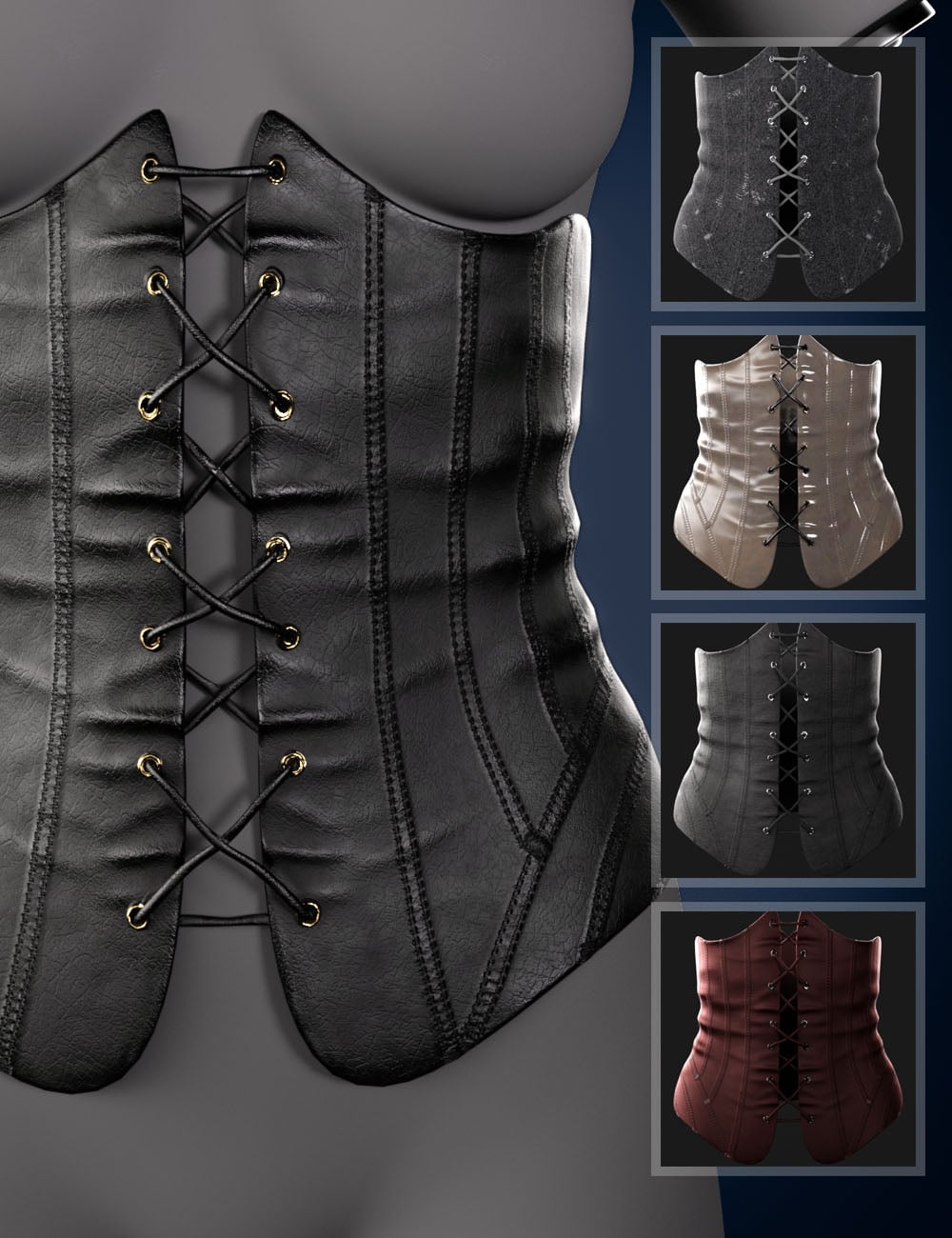 CB Corset Collection Corset 3 for Genesis 9 by: CynderBlue, 3D Models by Daz 3D