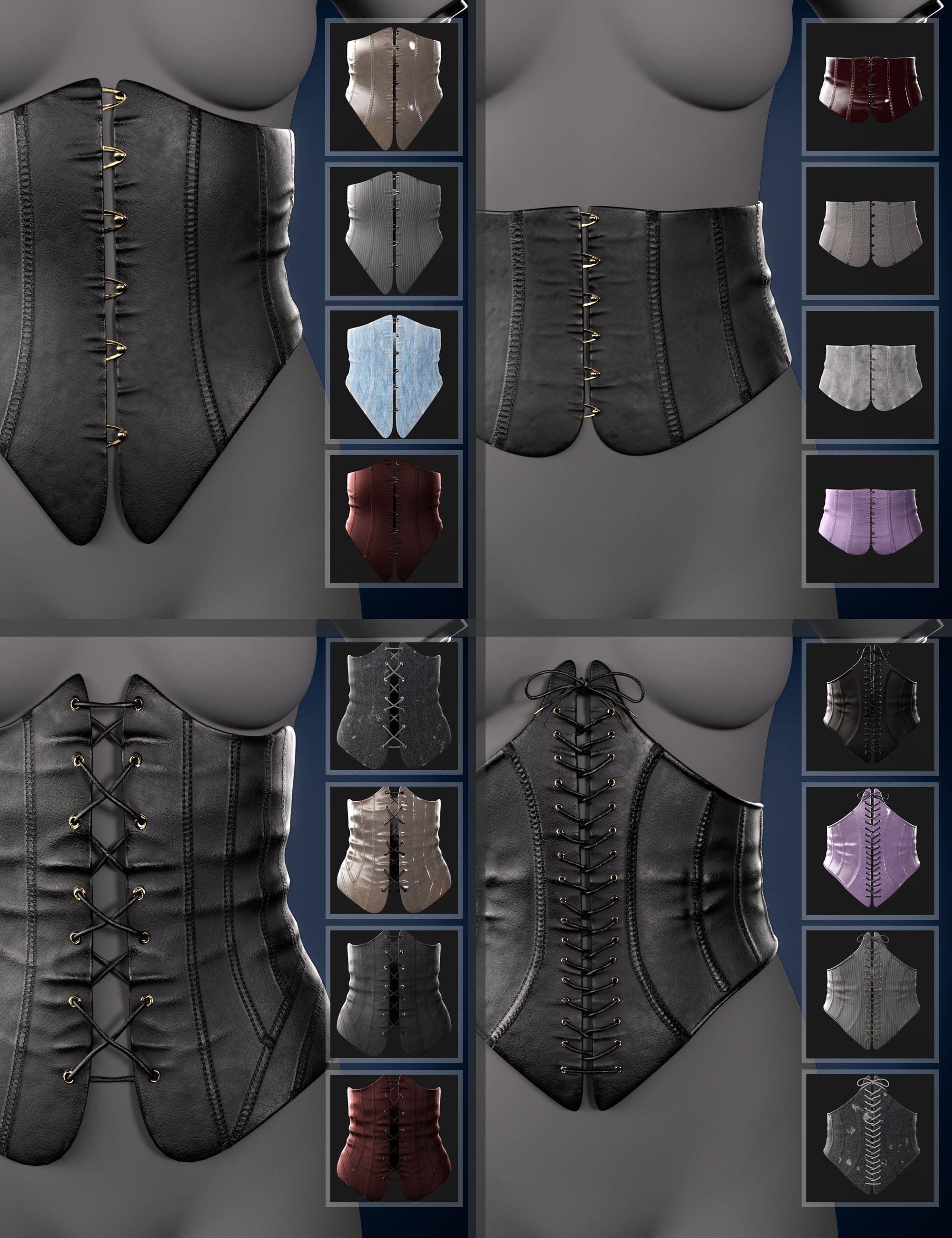 CB Corset Collection Bundle for Genesis 9 by: CynderBlue, 3D Models by Daz 3D