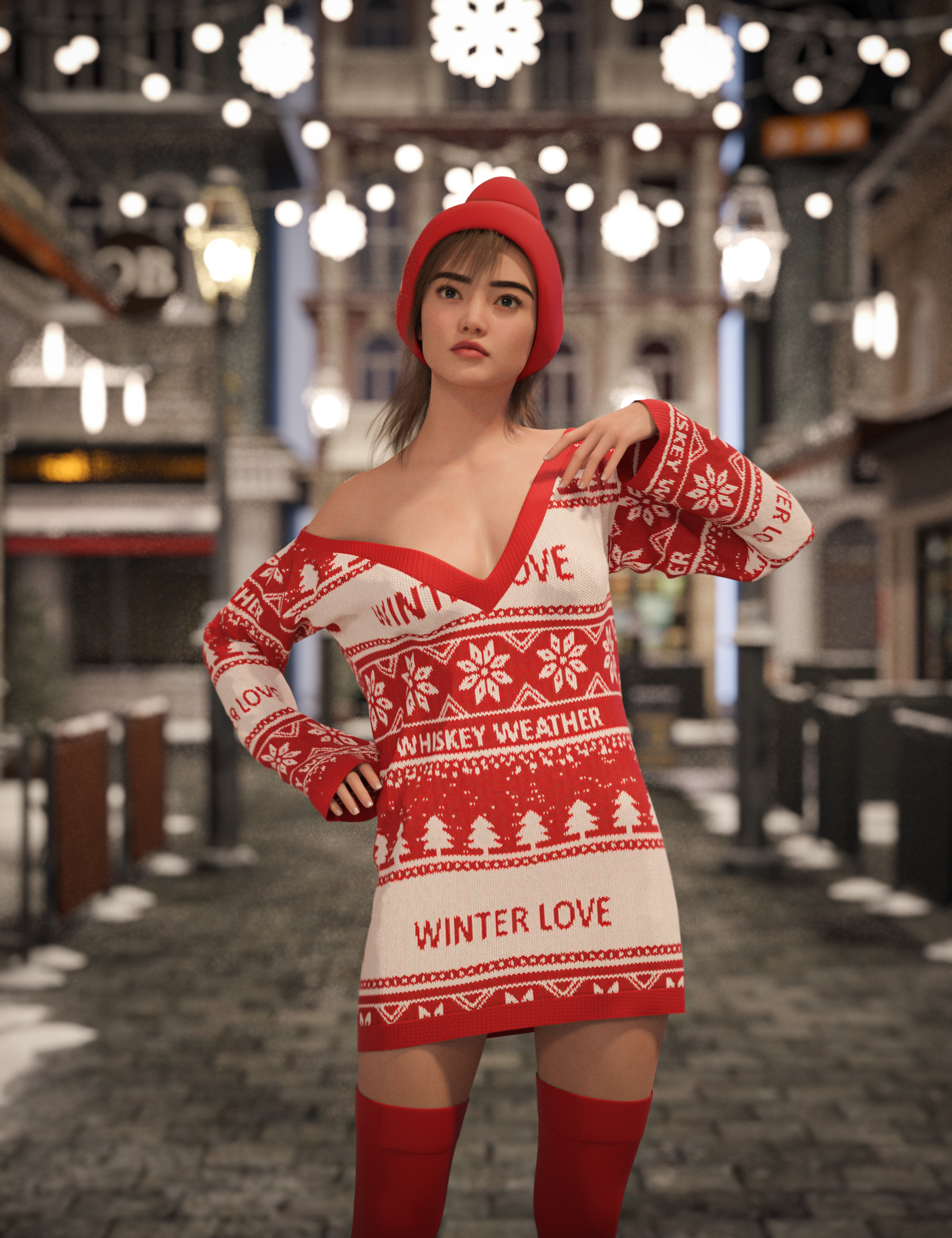 AH dForce Casual Winter Outfit Texture Add-on by: Aesthetic House, 3D Models by Daz 3D