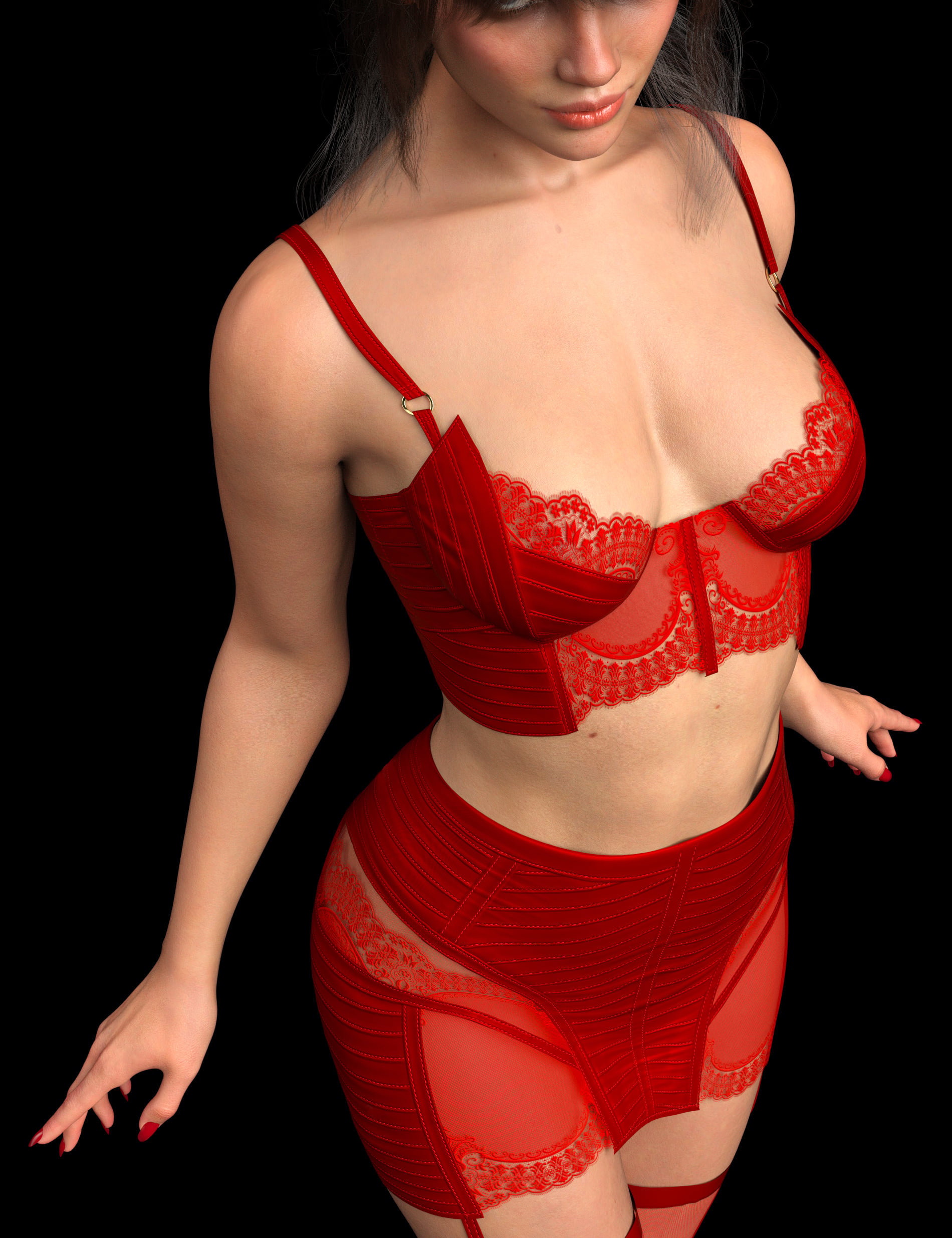 X-Fashion Strappy Slip Lingerie Set for Genesis 9 by: xtrart-3d, 3D Models by Daz 3D