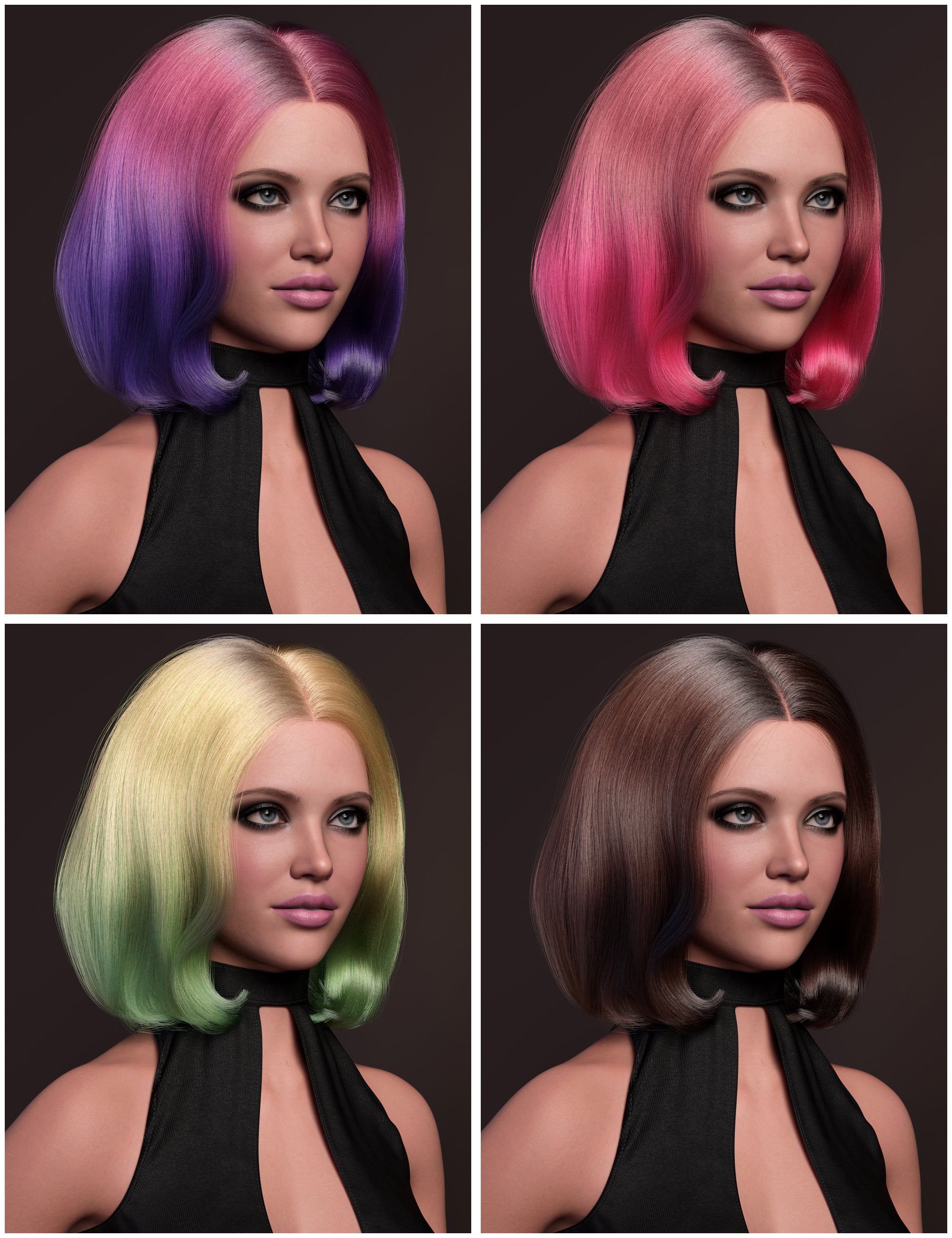 dForce Strand-Based Elegant Style Bob Hair Color Expansion by: outoftouch, 3D Models by Daz 3D