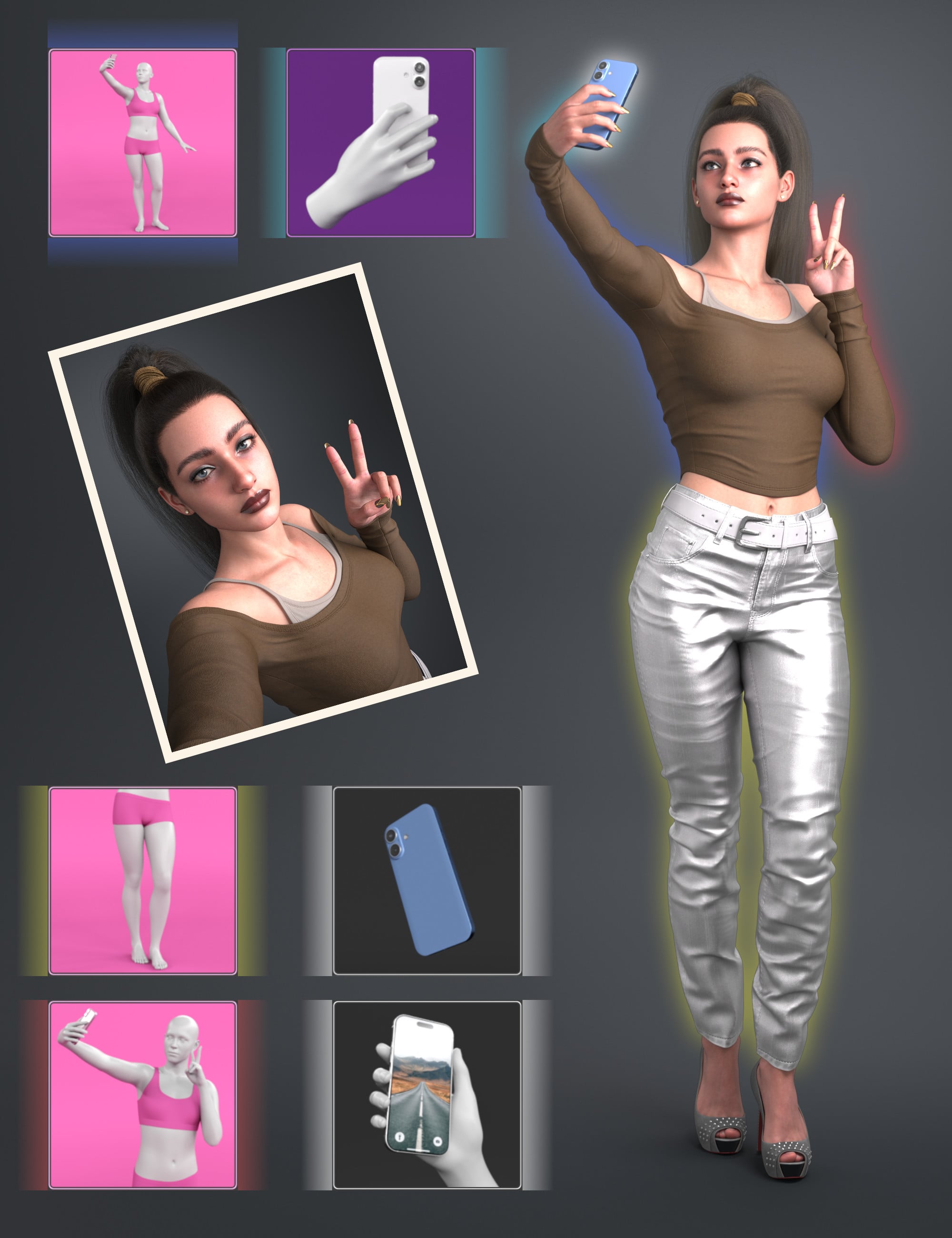 NG Build Your Own Selfie Poses for Genesis 9 by: NewGuy, 3D Models by Daz 3D