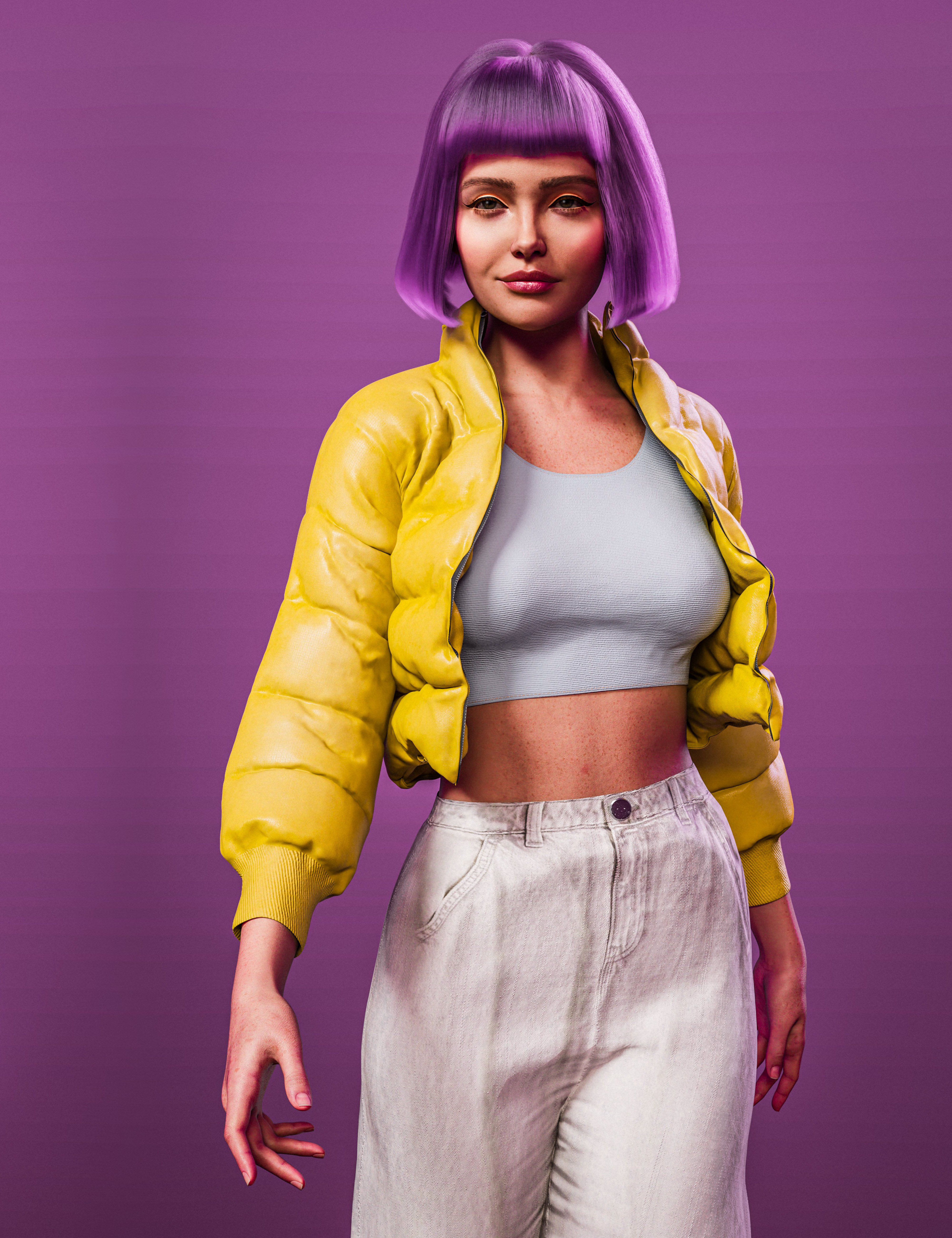 HT Puffer Jacket and Baggy Jeans for Genesis 9 Feminine by: Hate94Neu, 3D Models by Daz 3D