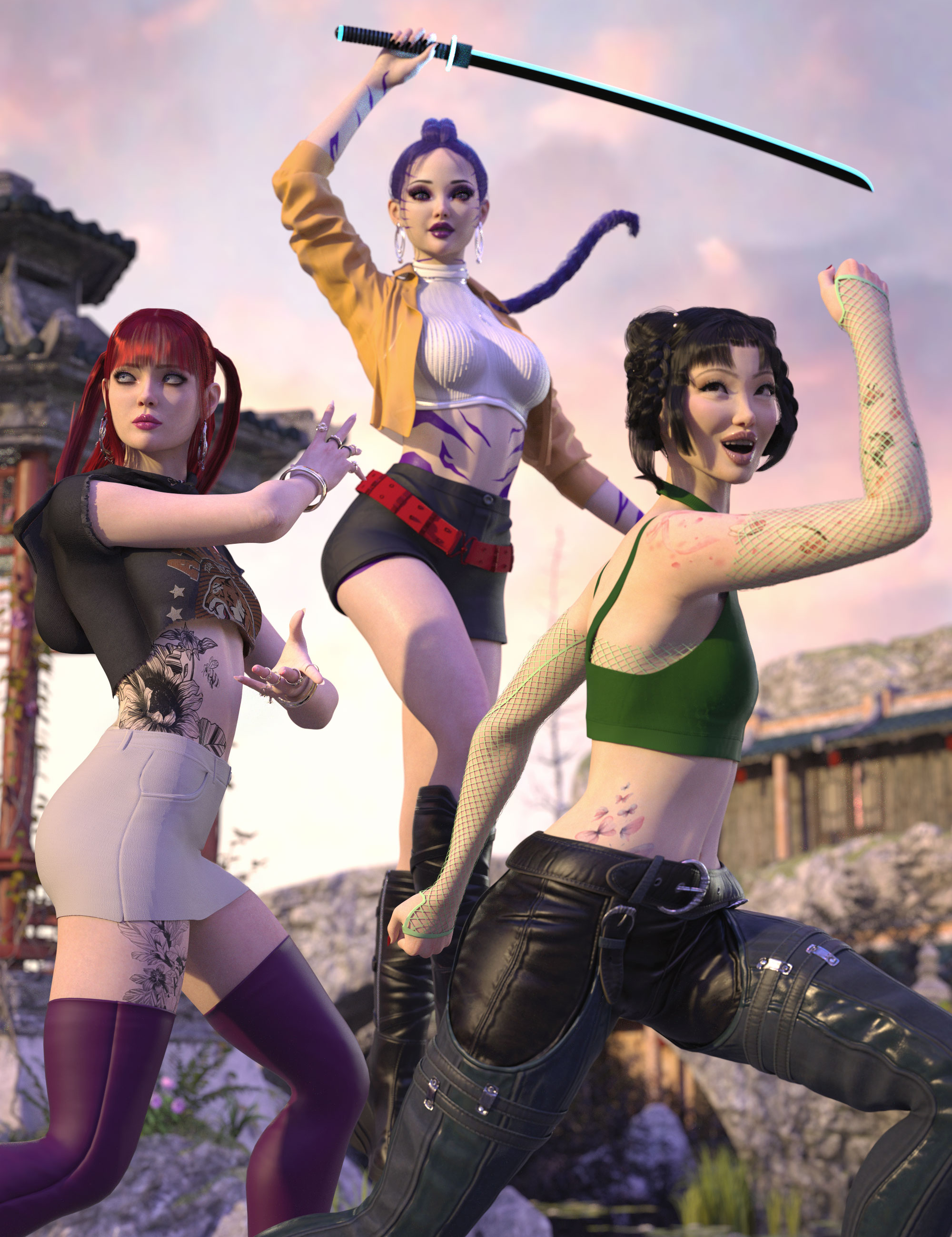 K-Fierce Poses for Genesis 9 Feminine by: 3D SugarCosmoXpressionFriendship Studio, 3D Models by Daz 3D