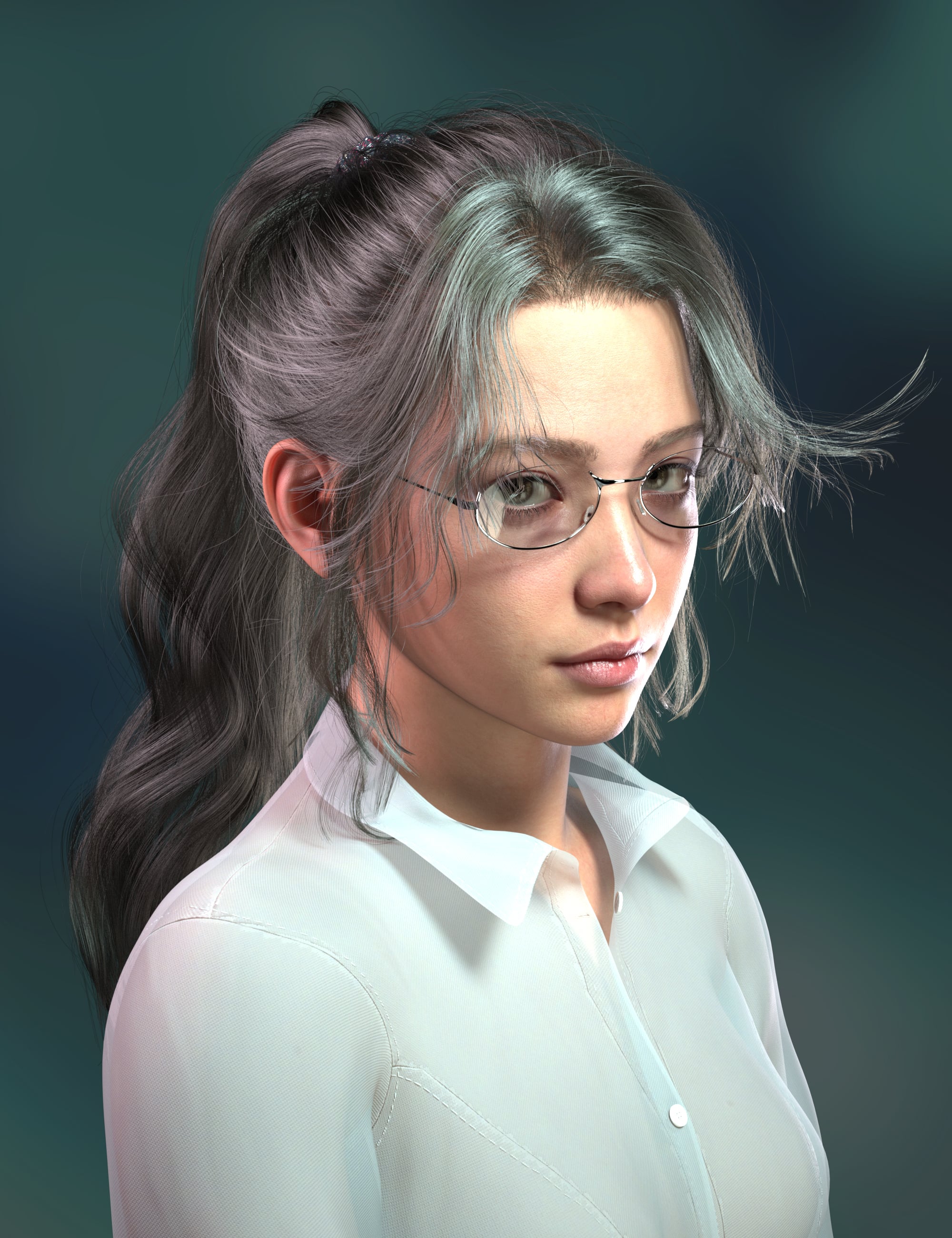 dForce Strand-Based FE Long Ponytail Hair for Genesis 9, 8 and 8.1 by: FeSoul, 3D Models by Daz 3D