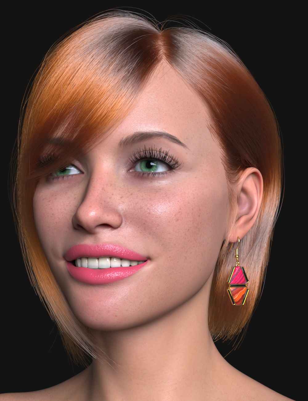 AP Red Jasper Earrings for Genesis 9 by: AcharyaPolina, 3D Models by Daz 3D