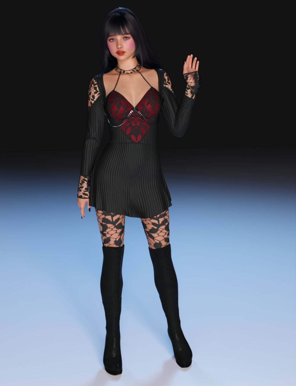 FG dForce Sexy Goth Outfit by: IronmanFugazi1968, 3D Models by Daz 3D