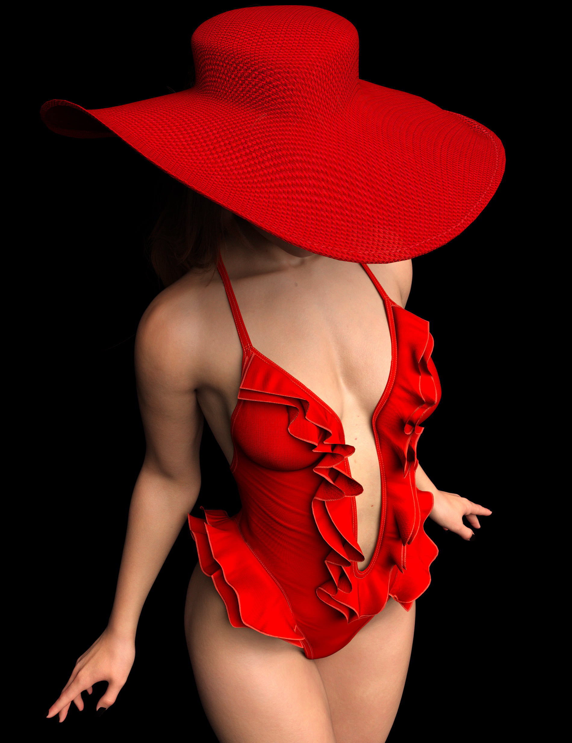 X-Fashion Ruffle Breeze Swimsuit for Genesis 9 and 8 Female by: xtrart-3d, 3D Models by Daz 3D