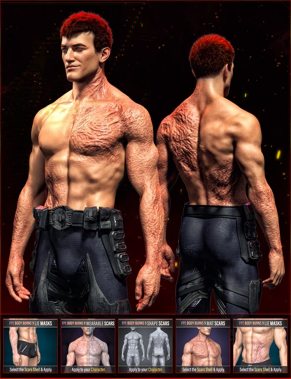 FPE HD Body Burns for Genesis 9 by: FenixPhoenixEsid, 3D Models by Daz 3D