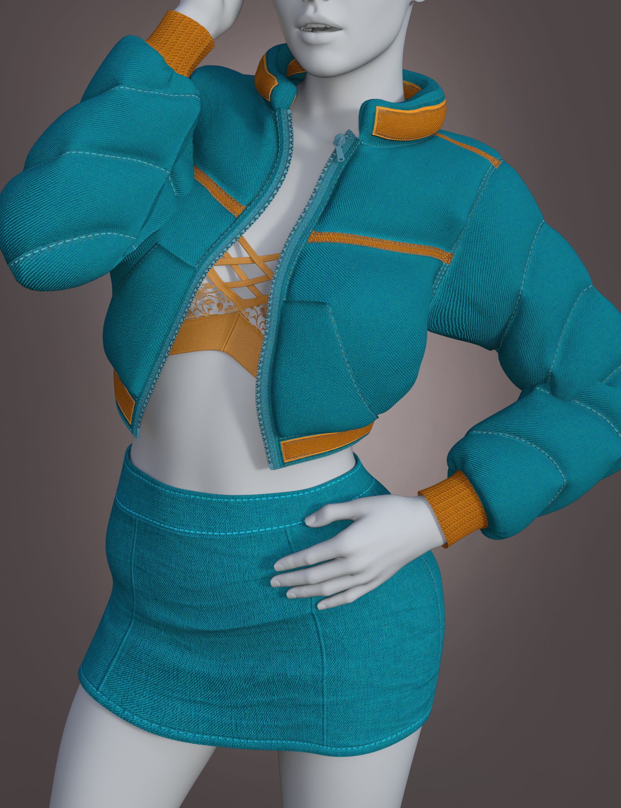 dForce BRZ Down Jacket Set for Genesis 9 by: breeze, 3D Models by Daz 3D
