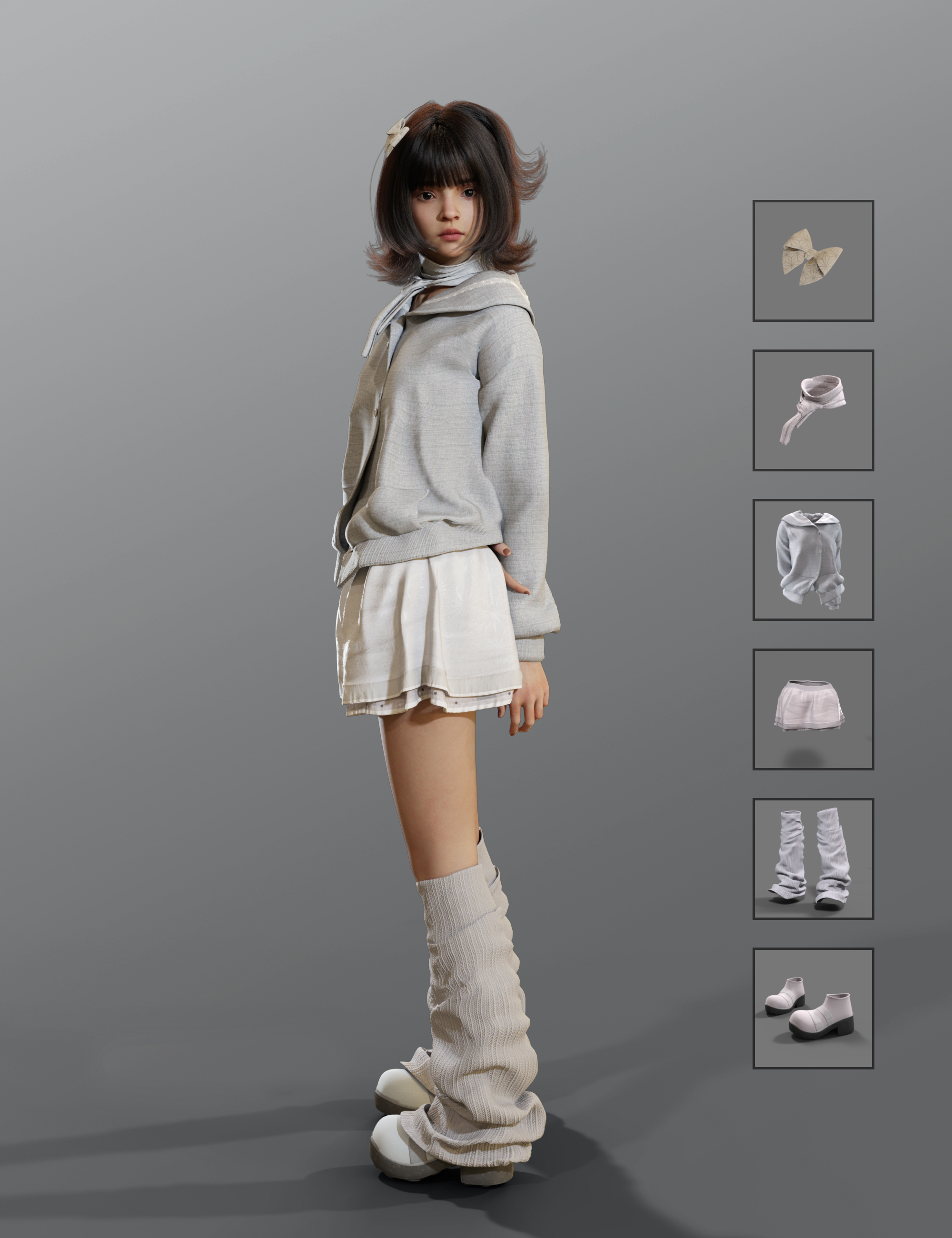 dForce MB Casual Hoodie Skirt for Genesis 9 Feminine by: Magic Brush, 3D Models by Daz 3D