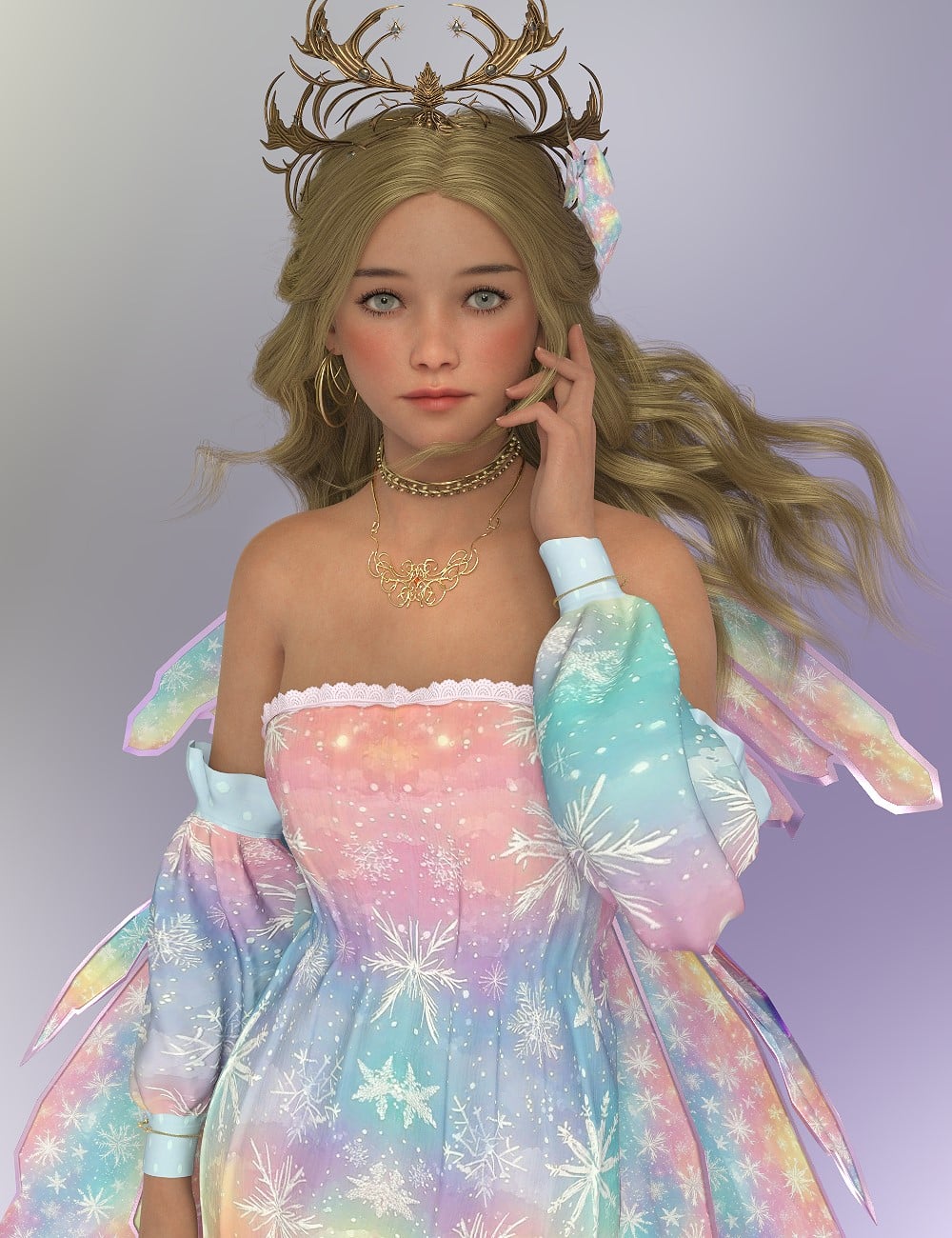 L3D Magic Add-On Elf Style Dress Genesis 9 by: LUNA3D, 3D Models by Daz 3D
