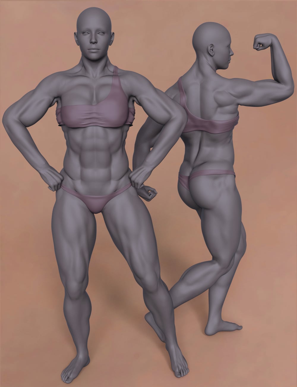 Musculature HD Feminine Morphs for Genesis 9 by: xenic101, 3D Models by Daz 3D