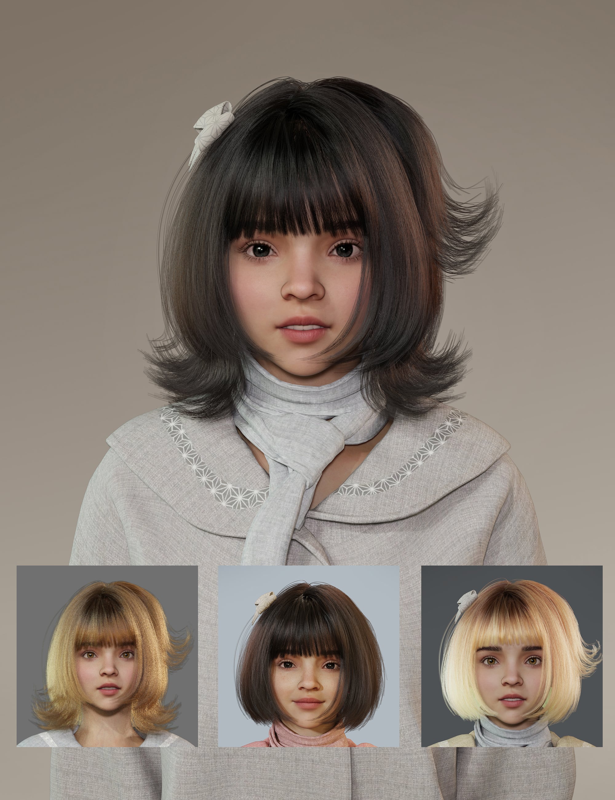 dForce Cute Short Hair for Genesis 9 by: Magic Brush, 3D Models by Daz 3D