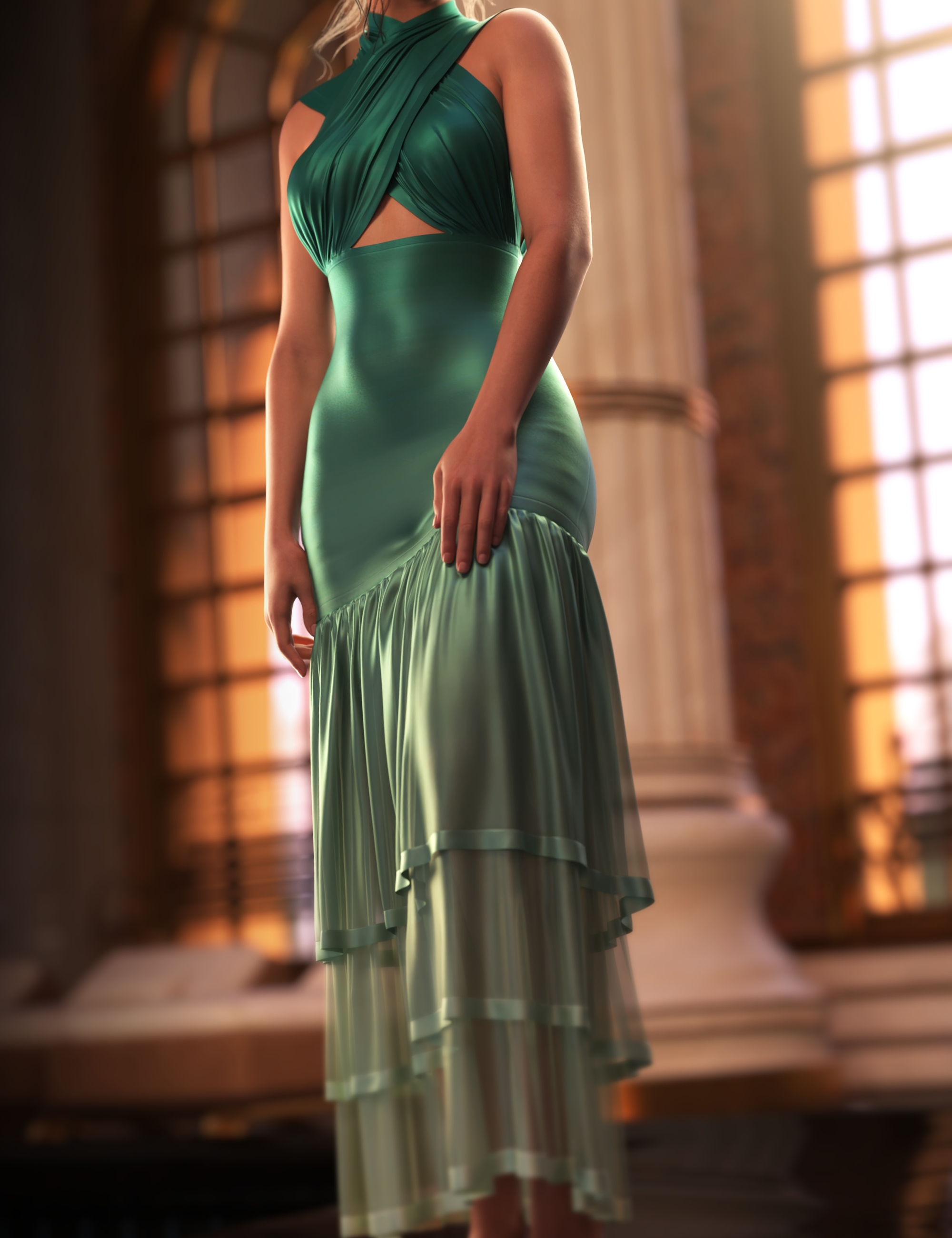 MbM dForce Whimsical Dress Style 03 for Genesis 9 by: Heatherlly, 3D Models by Daz 3D