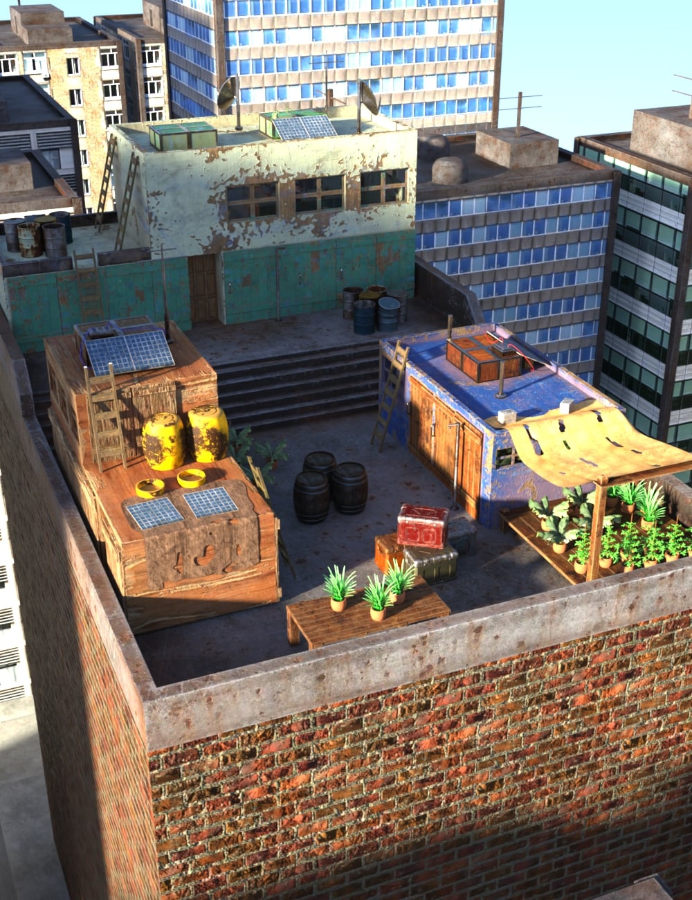 AP Post Apocalyptic Rooftop Refuge Add-On by: AcharyaPolina, 3D Models by Daz 3D