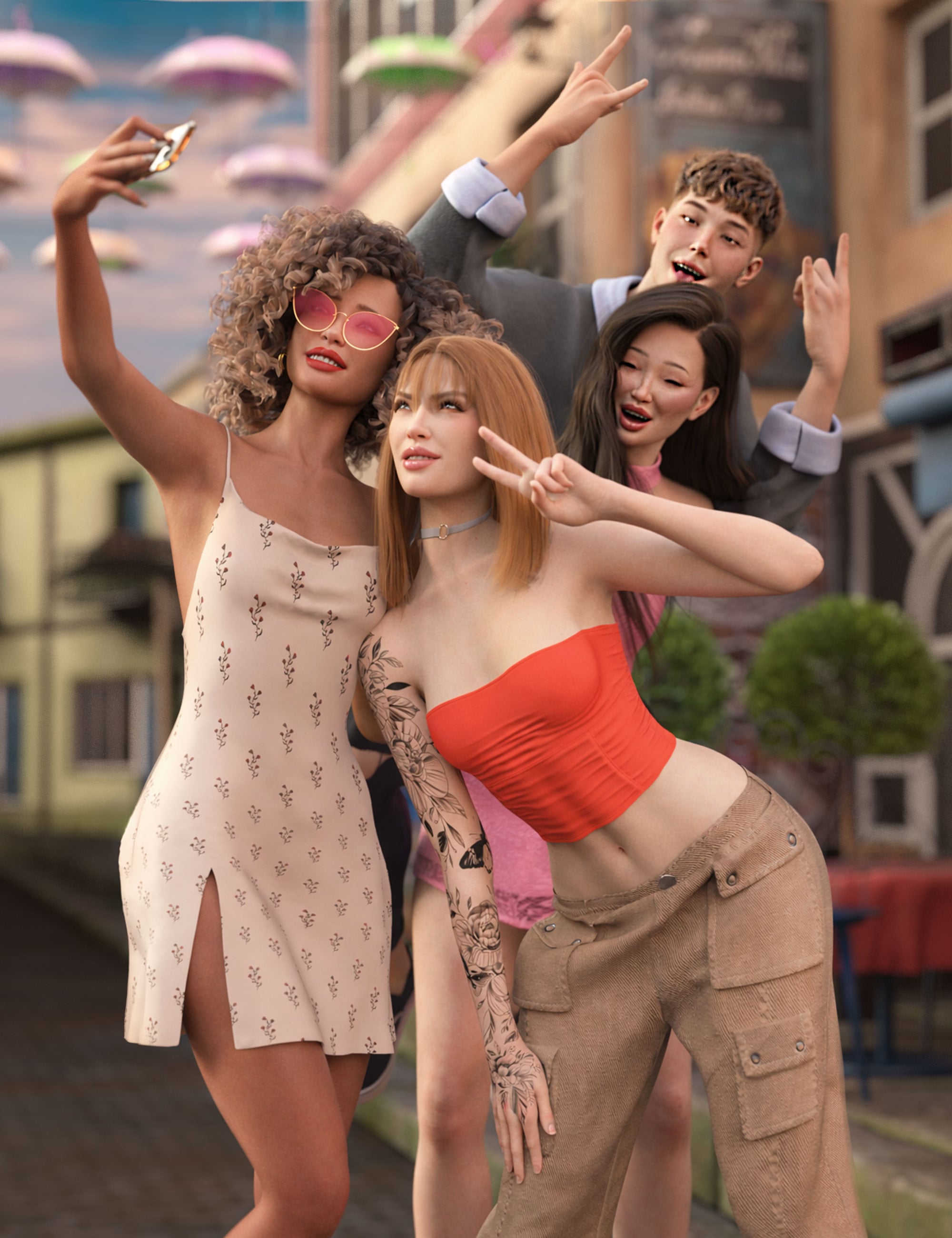 Everyday Friendship Poses for Genesis 9 Feminine and Masculine by: 3D SugarCosmoXpressionFriendship Studio, 3D Models by Daz 3D