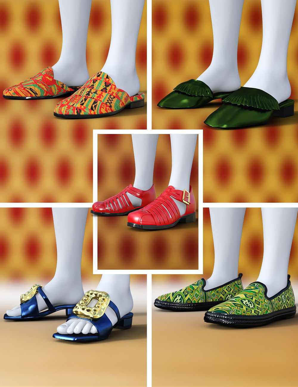 TIN Heritage Shoes Collection for Genesis 9 and 8 Female by: TINANE, 3D Models by Daz 3D