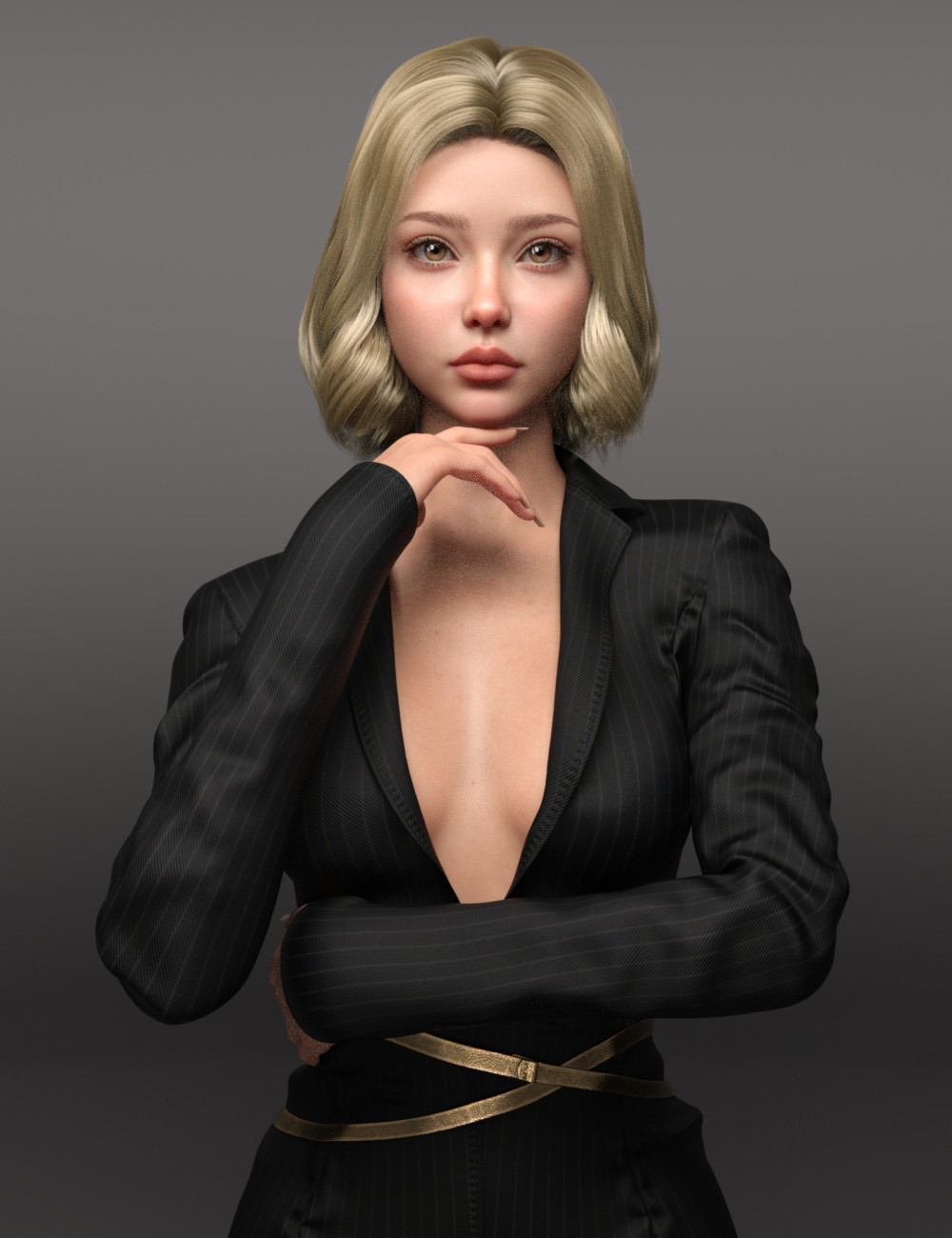 EG OHBN Halter Neck Dress, Hair and EG Lovely Poses Genesis 9 Bundle by: Ergou, 3D Models by Daz 3D
