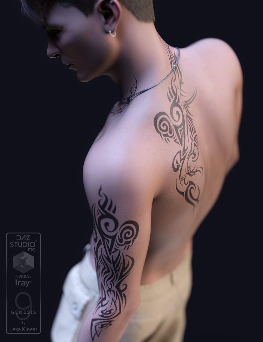 Patryk Tattoos for Genesis 9 by: Lexa Kiness, 3D Models by Daz 3D