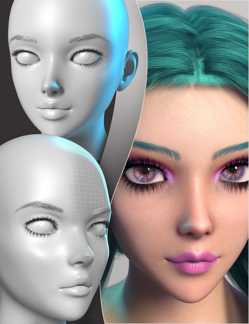 Face-Off Anime for Genesis 9 Feminine by: TwiztedMetal, 3D Models by Daz 3D