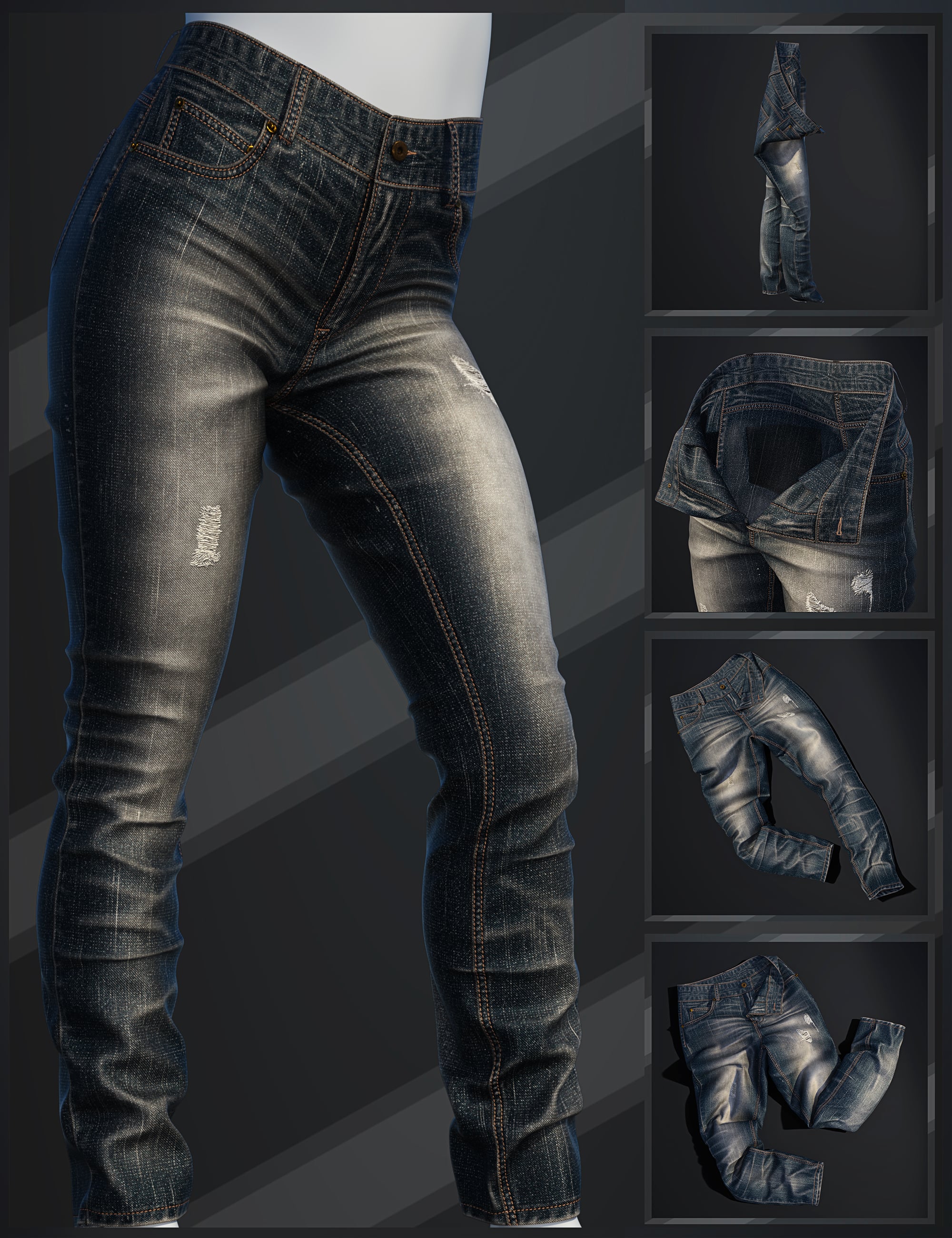 dForce SU Casual Jeans for Genesis 9 by: Sue Yee, 3D Models by Daz 3D