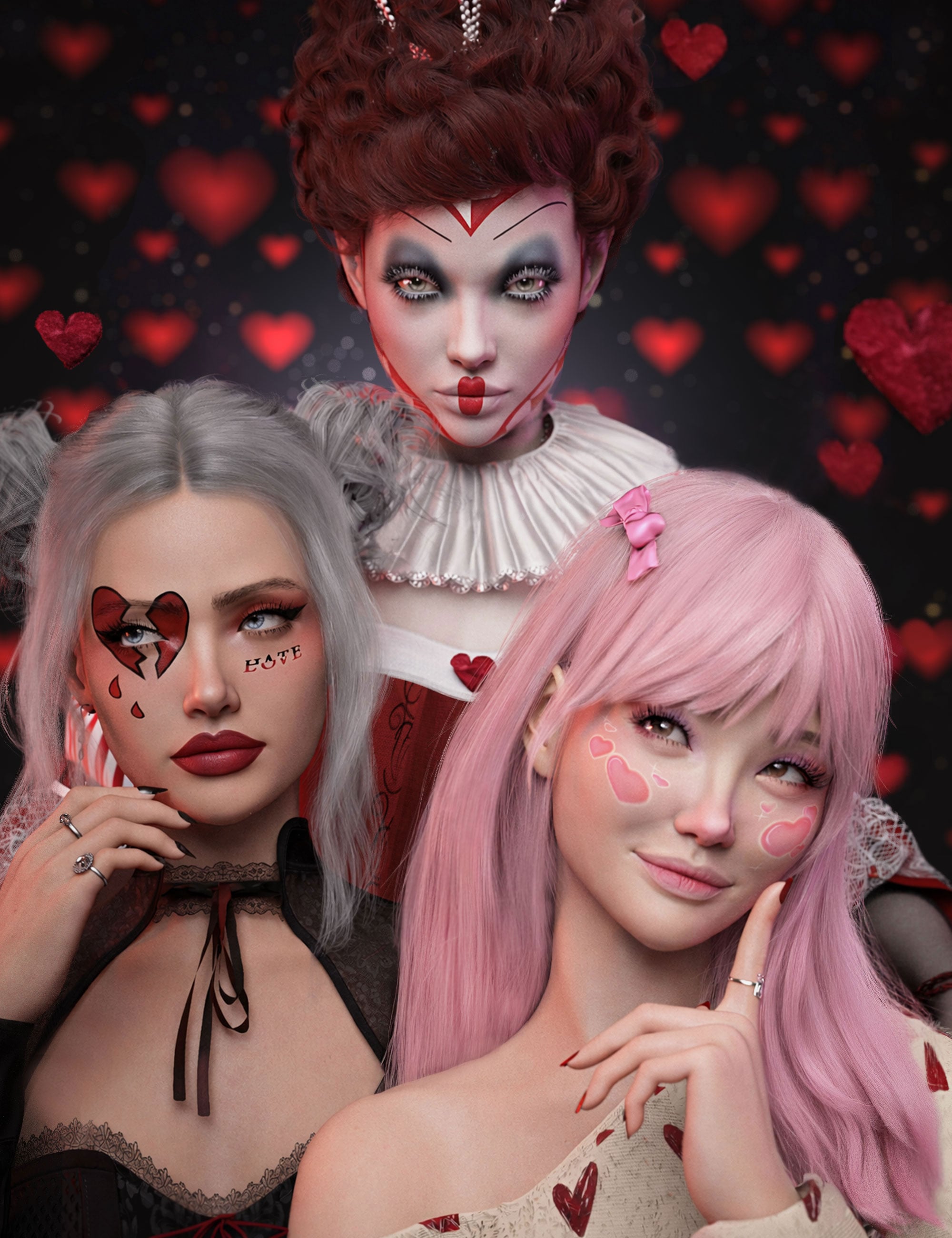 Heartcore Glam LIE Presets For Genesis 9 by: 3D SugarCosmoXpressionFriendship Studio, 3D Models by Daz 3D